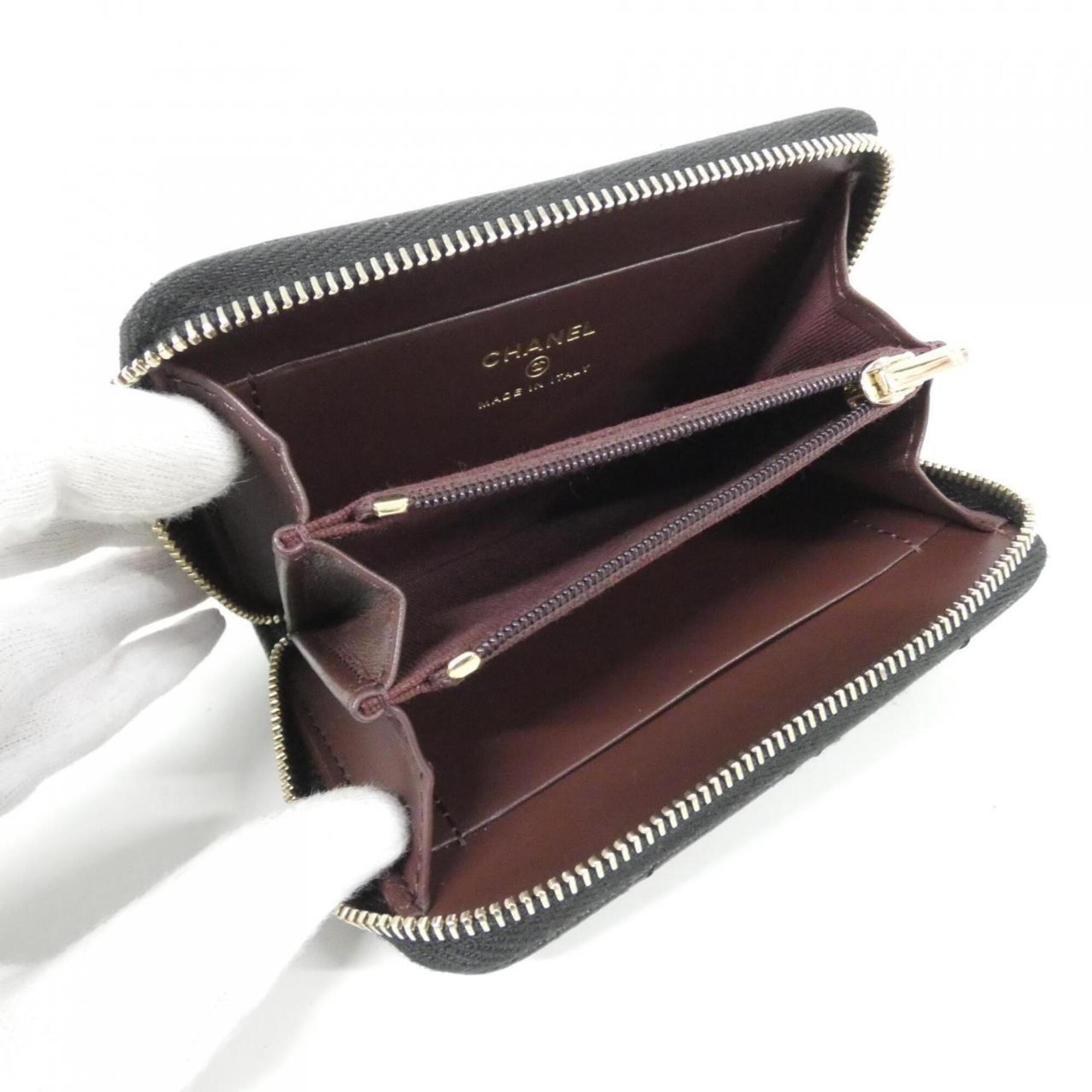 Chanel Black Grained Calfskin Coin Purse/Coin Case (Pre-Owned)