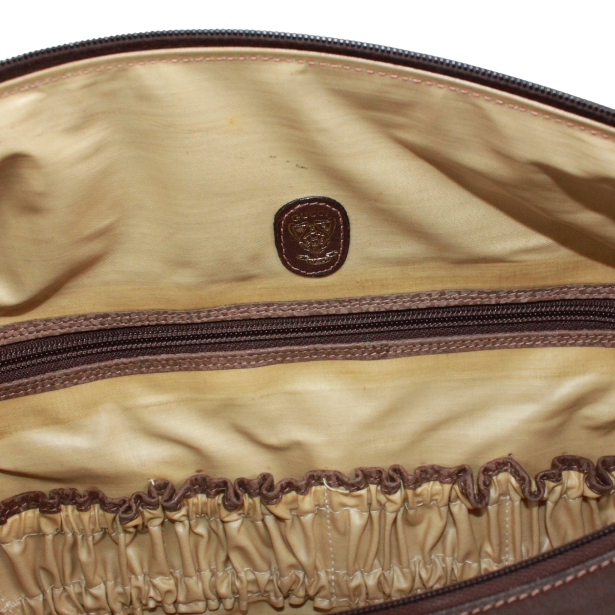 Gucci Brown Leather Boston Bag Handbag (Pre-Owned)