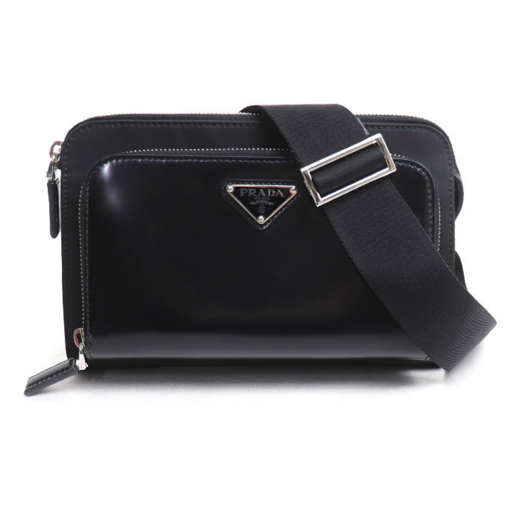 Prada Black Leather Nylon Shoulder Bag (Pre-Owned)