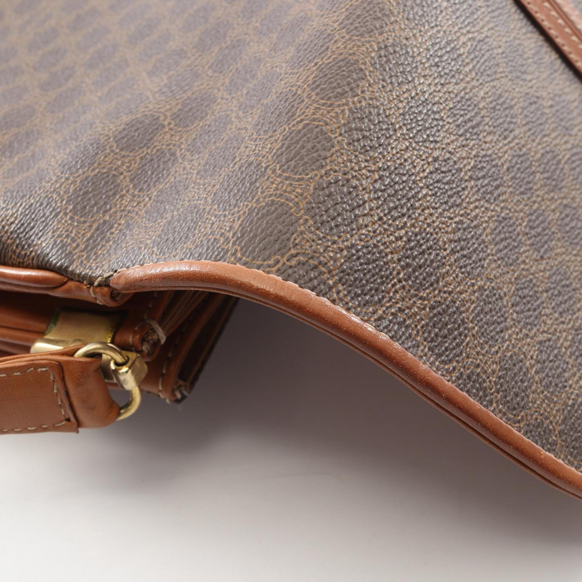 Celine Brown Coated Canvas Leather Handbag Shoulder Bag (Pre-Owned)