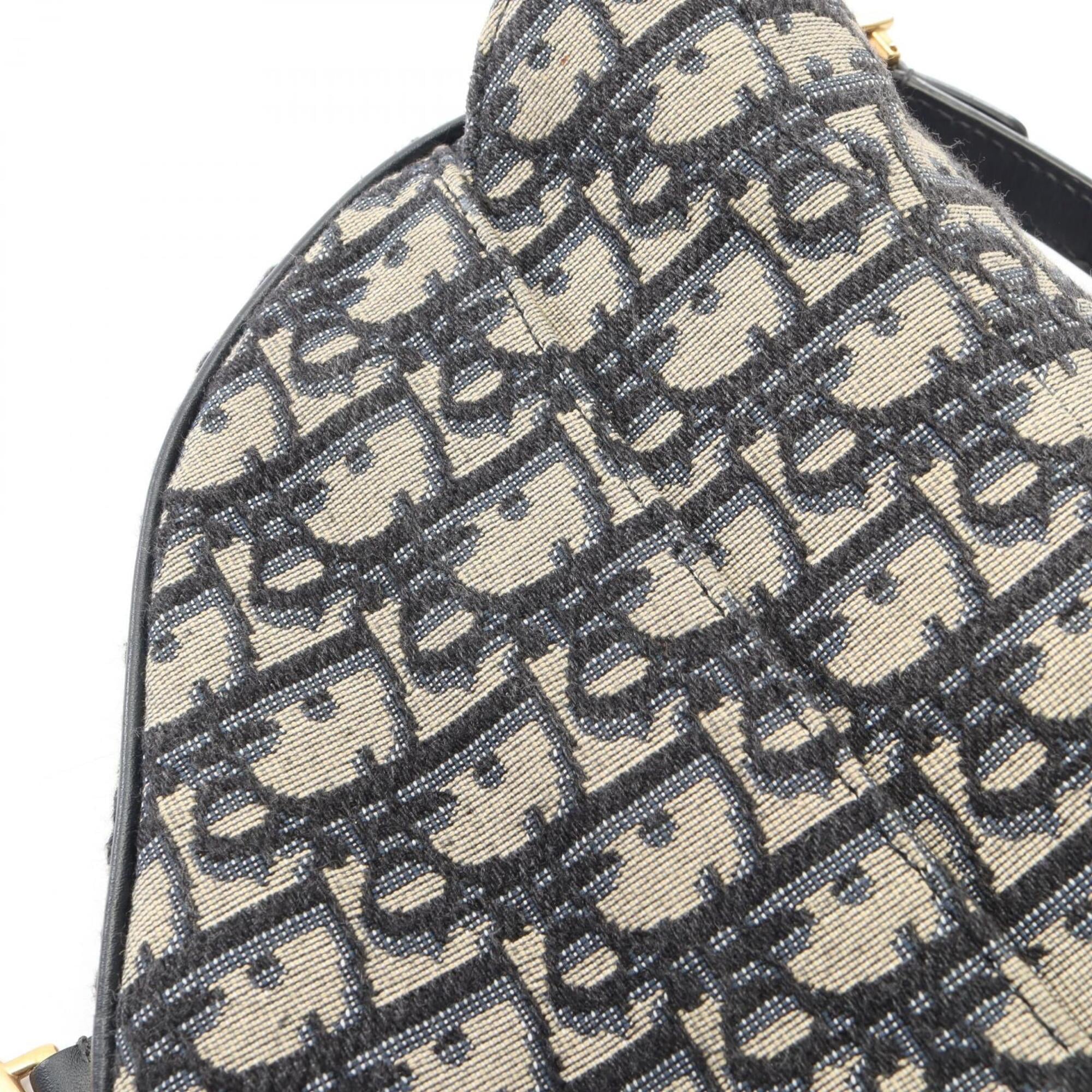 Christian Dior Beige Navy Canvas Handbag Saddle Bag (Pre-Owned)