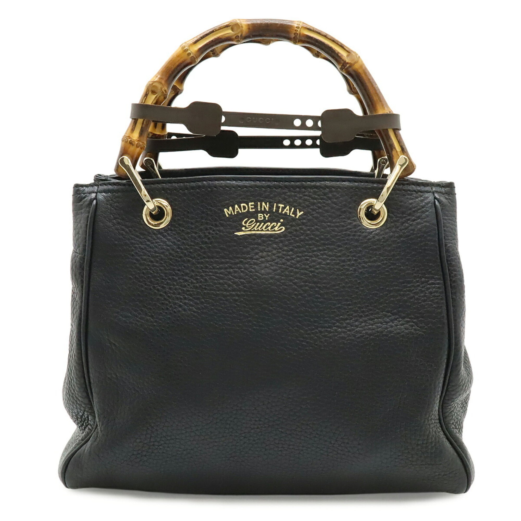 Gucci Black Bamboo Leather Handbag (Pre-Owned)