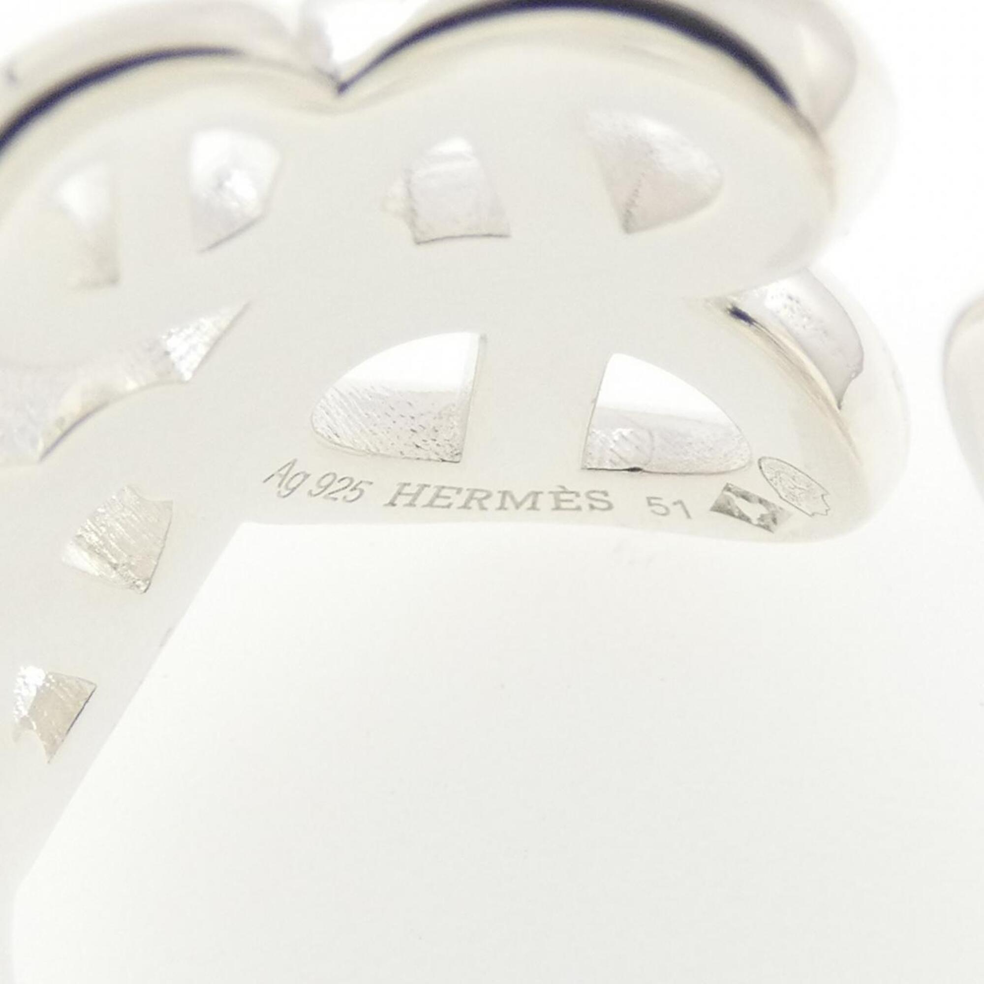Hermes Silver Silver 925 Band Ring (Pre-Owned)