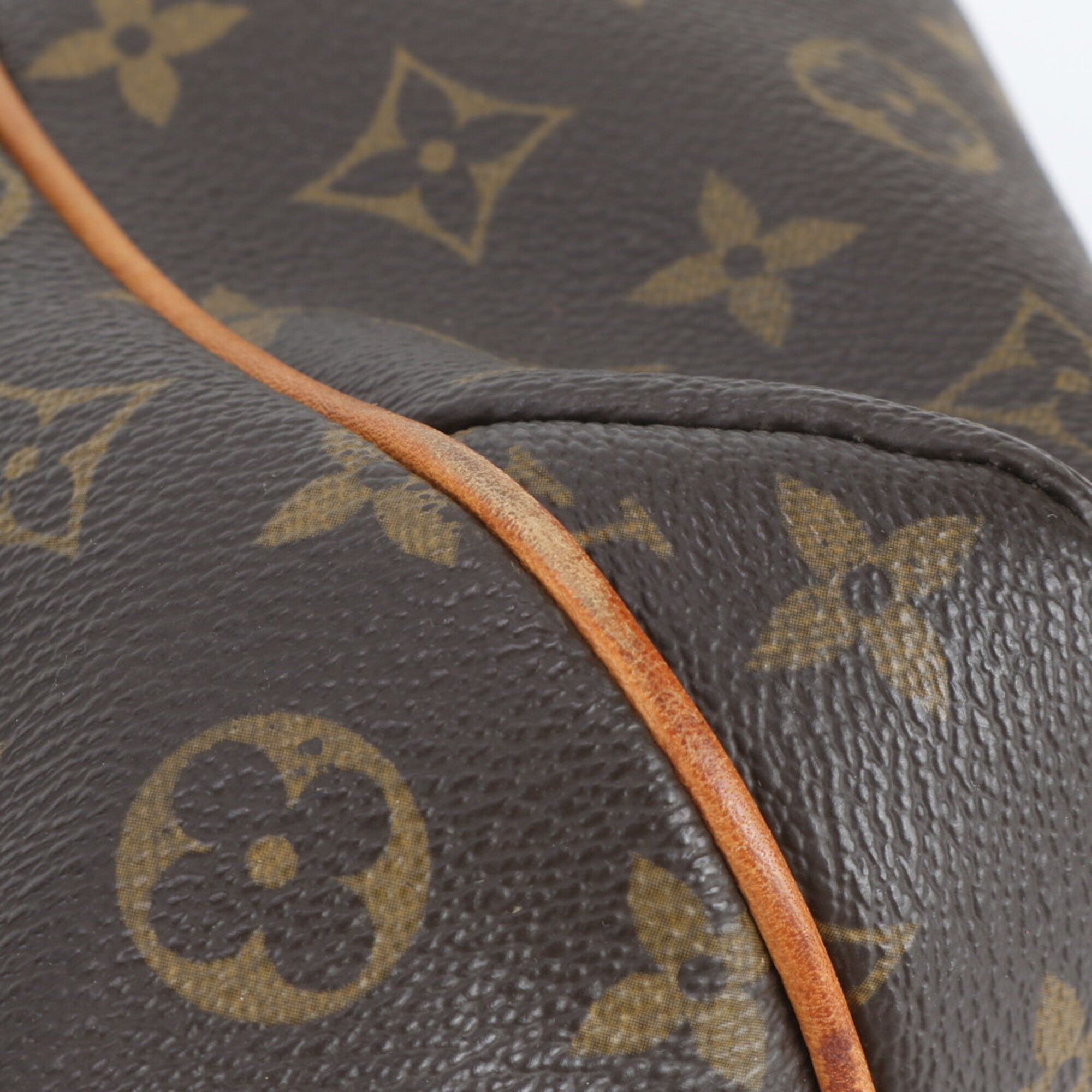 Louis Vuitton Brown Leather Coated Canvas Handbag Shoulder Bag Tote Bag (Pre-Owned)