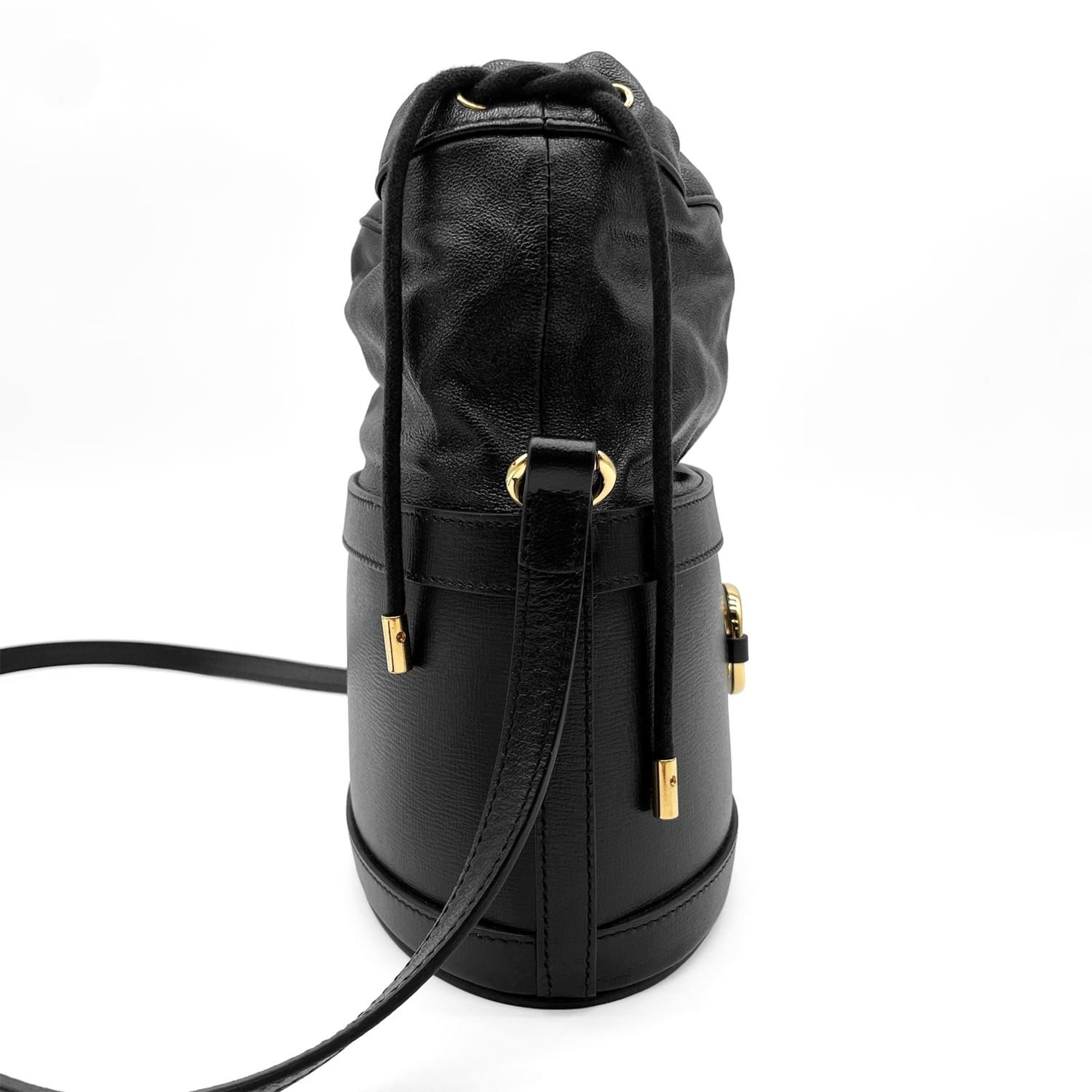 Gucci Horsebit Black Leather Shoulder Bag (Pre-Owned)
