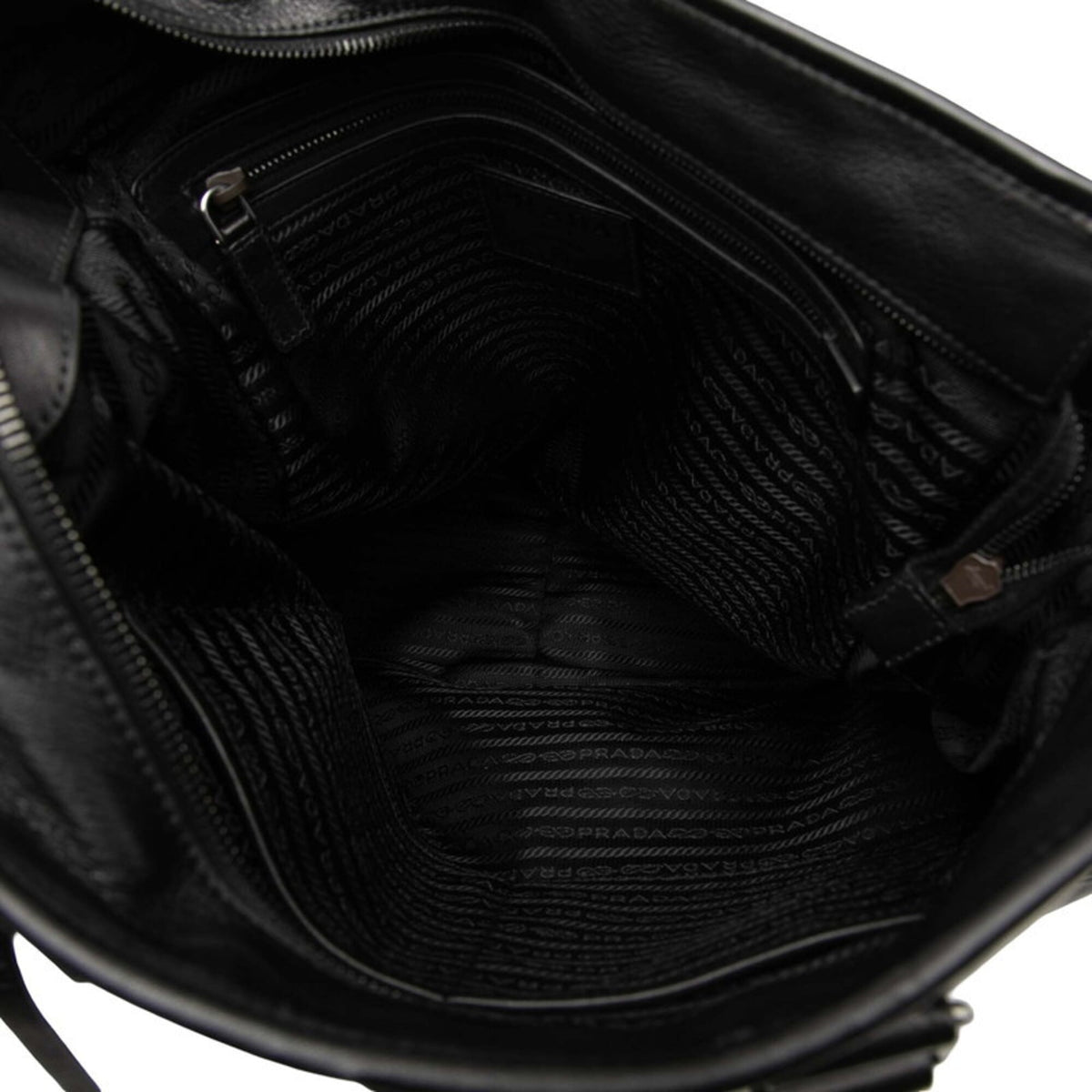 Prada Black Leather Shoulder Bag Tote Bag (Pre-Owned)