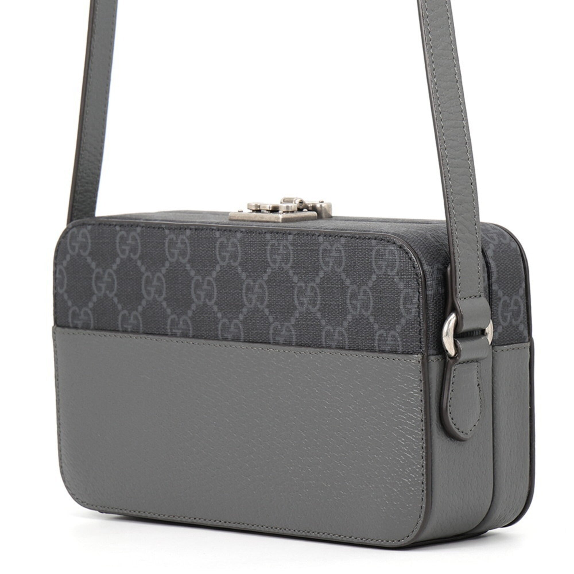 Gucci Black Gray Gg Supreme Leather Handbag Shoulder Bag (Pre-Owned)