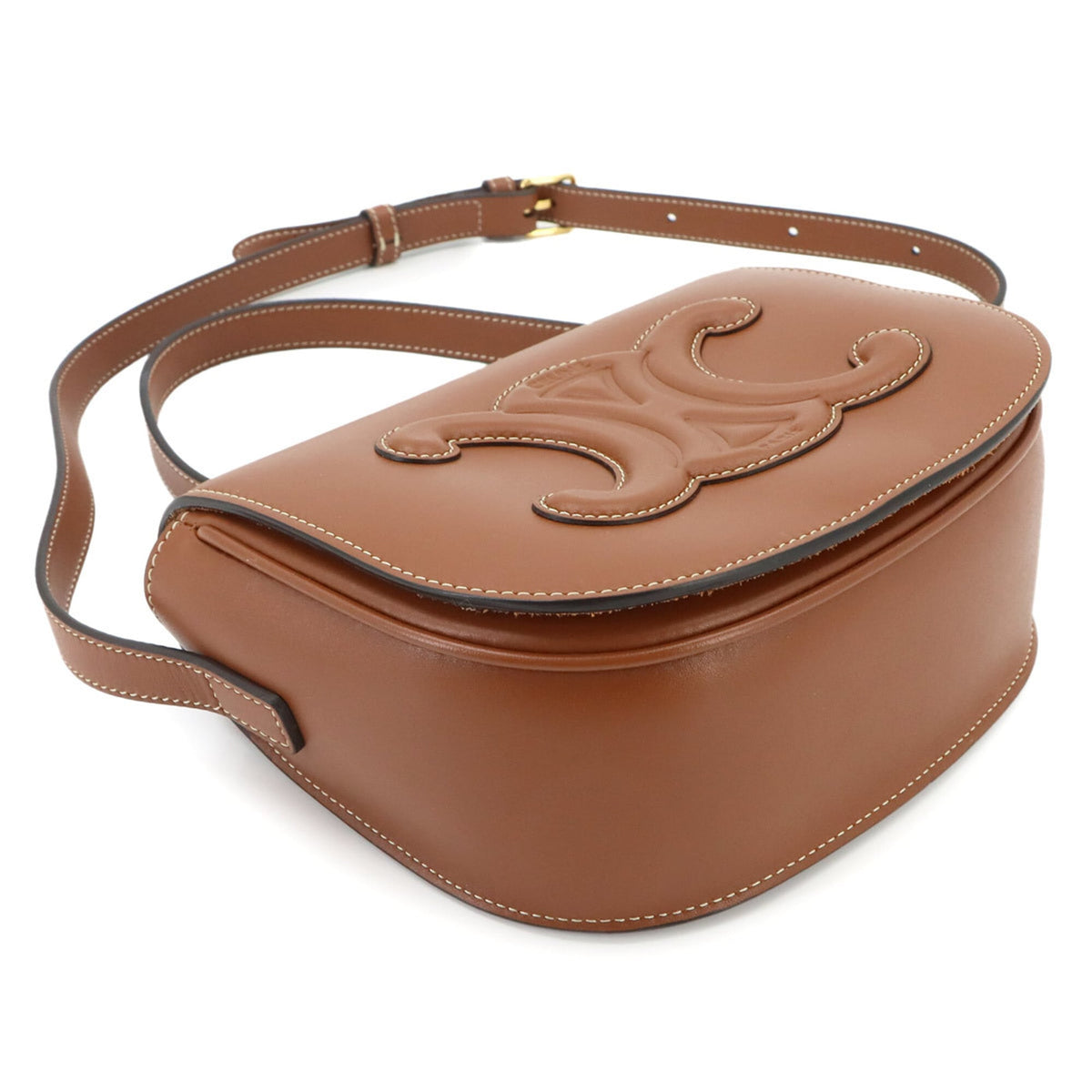 Celine Brown Leather Handbag Shoulder Bag (Pre-Owned)