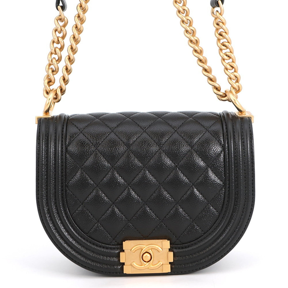 Chanel Black Grained Calfskin Handbag Shoulder Bag (Pre-Owned)