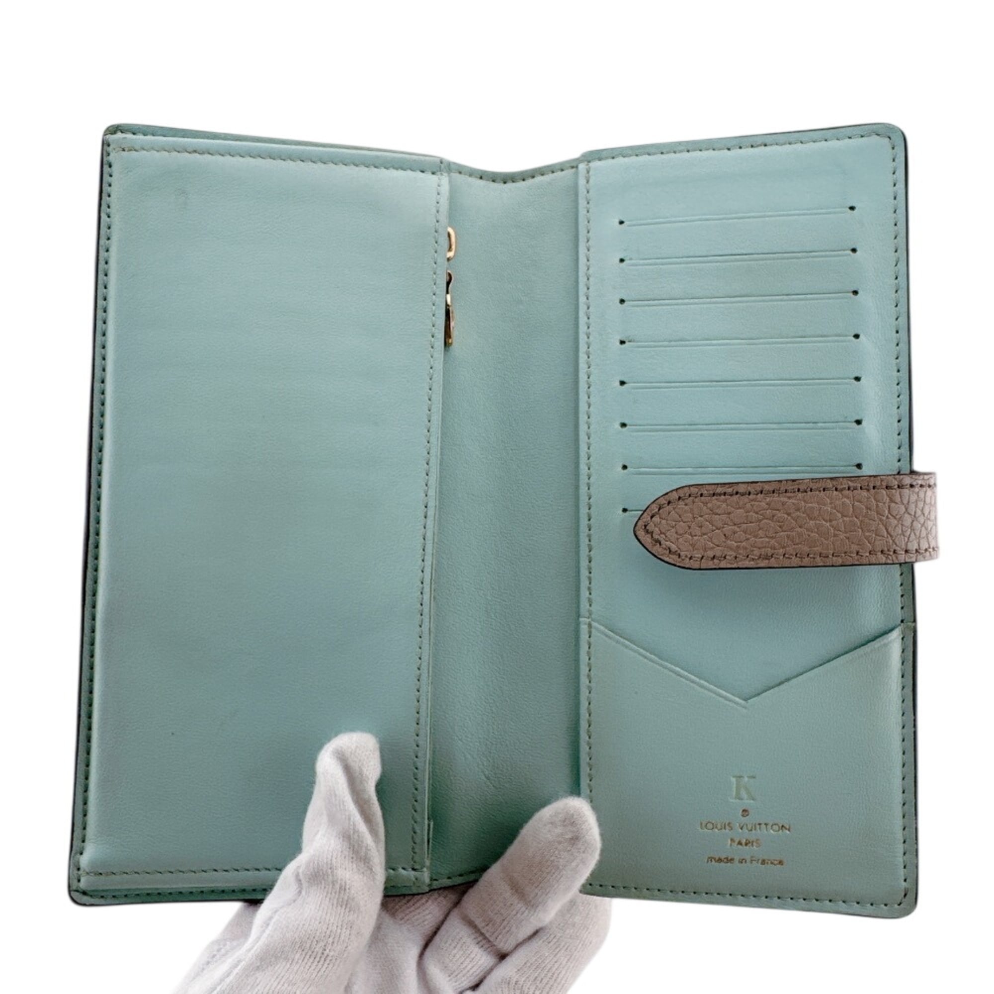Louis Vuitton Taurillon Beige Leather Long Wallet (Bi-Fold) (Pre-Owned)