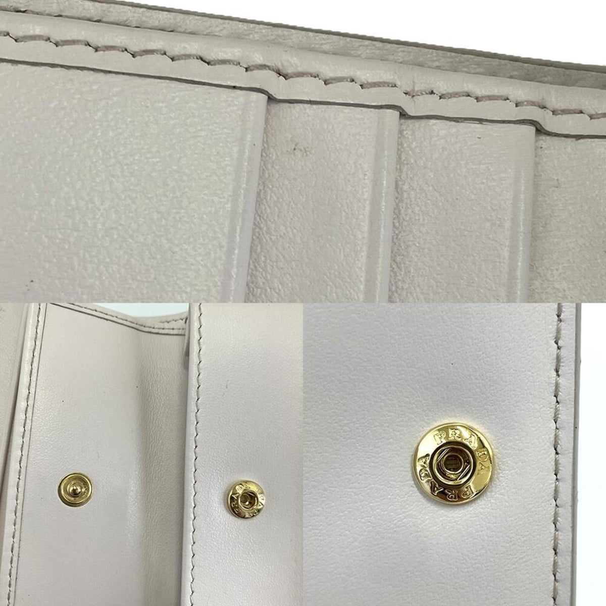 Prada Beige Purple Saffiano Triangle Leather Wallet (Bi-Fold) (Pre-Owned)