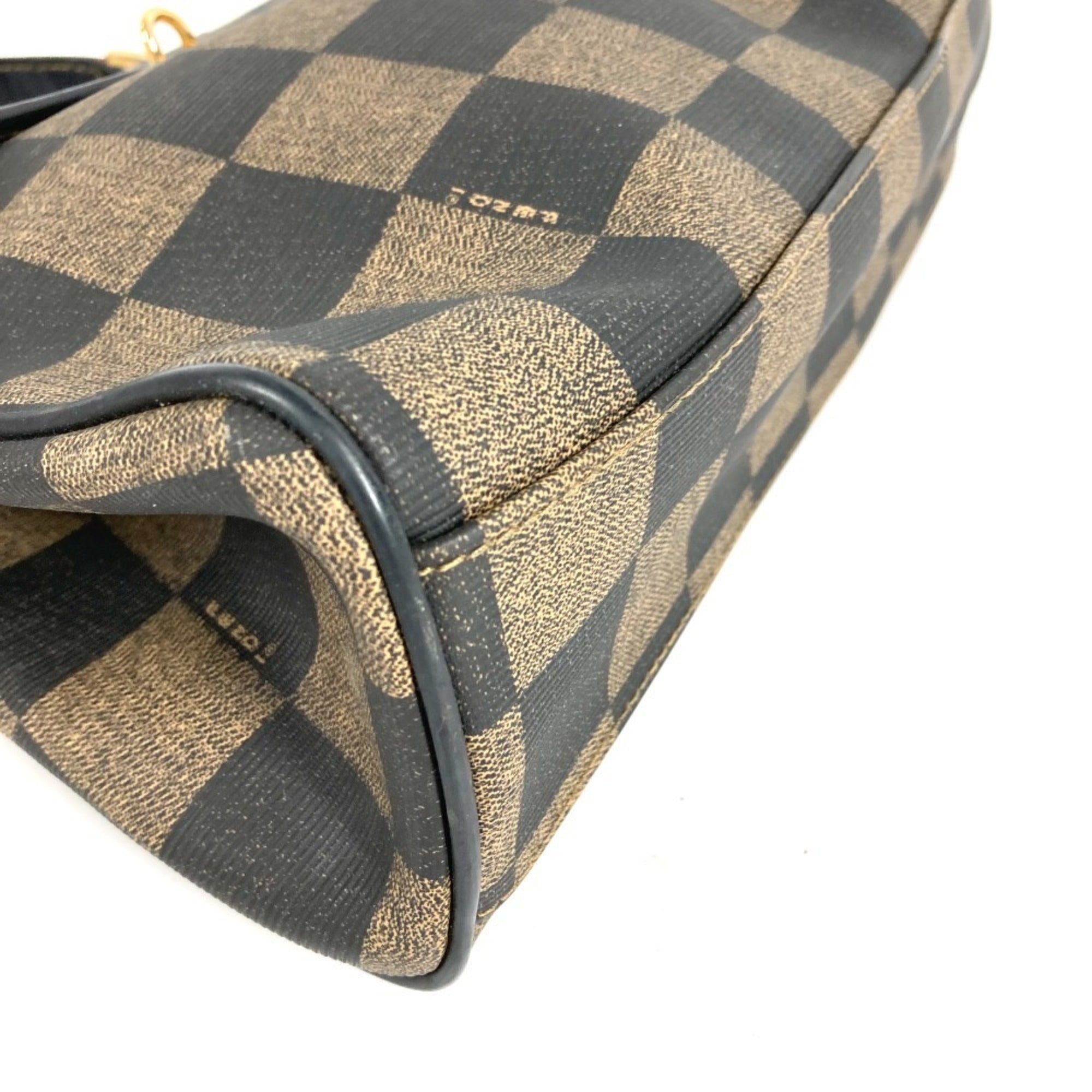 Fendi Brown Khaki Leather Pvc Handbag Tote Bag (Pre-Owned)