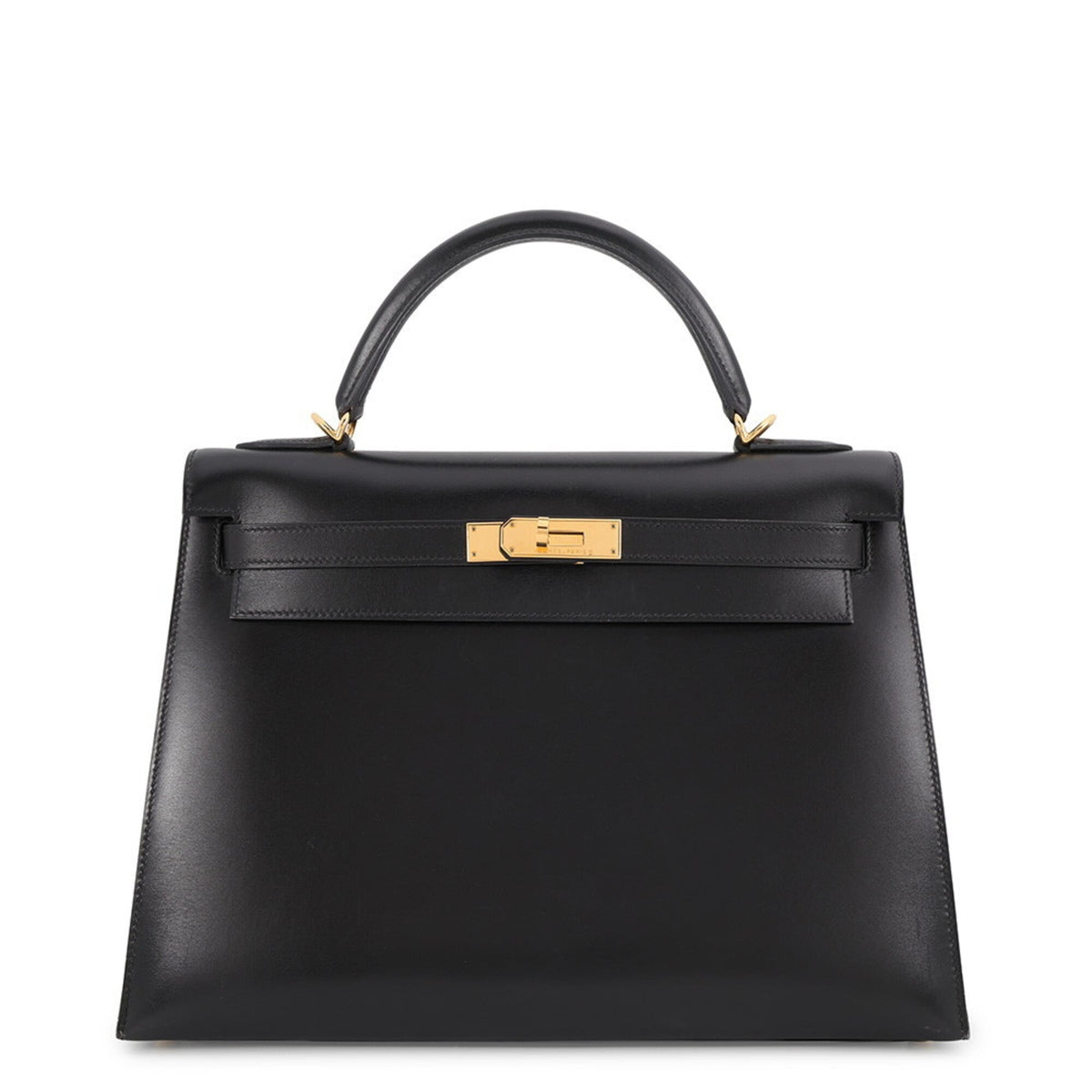 Hermes Kelly Black Box Calf Leather Handbag (Pre-Owned)