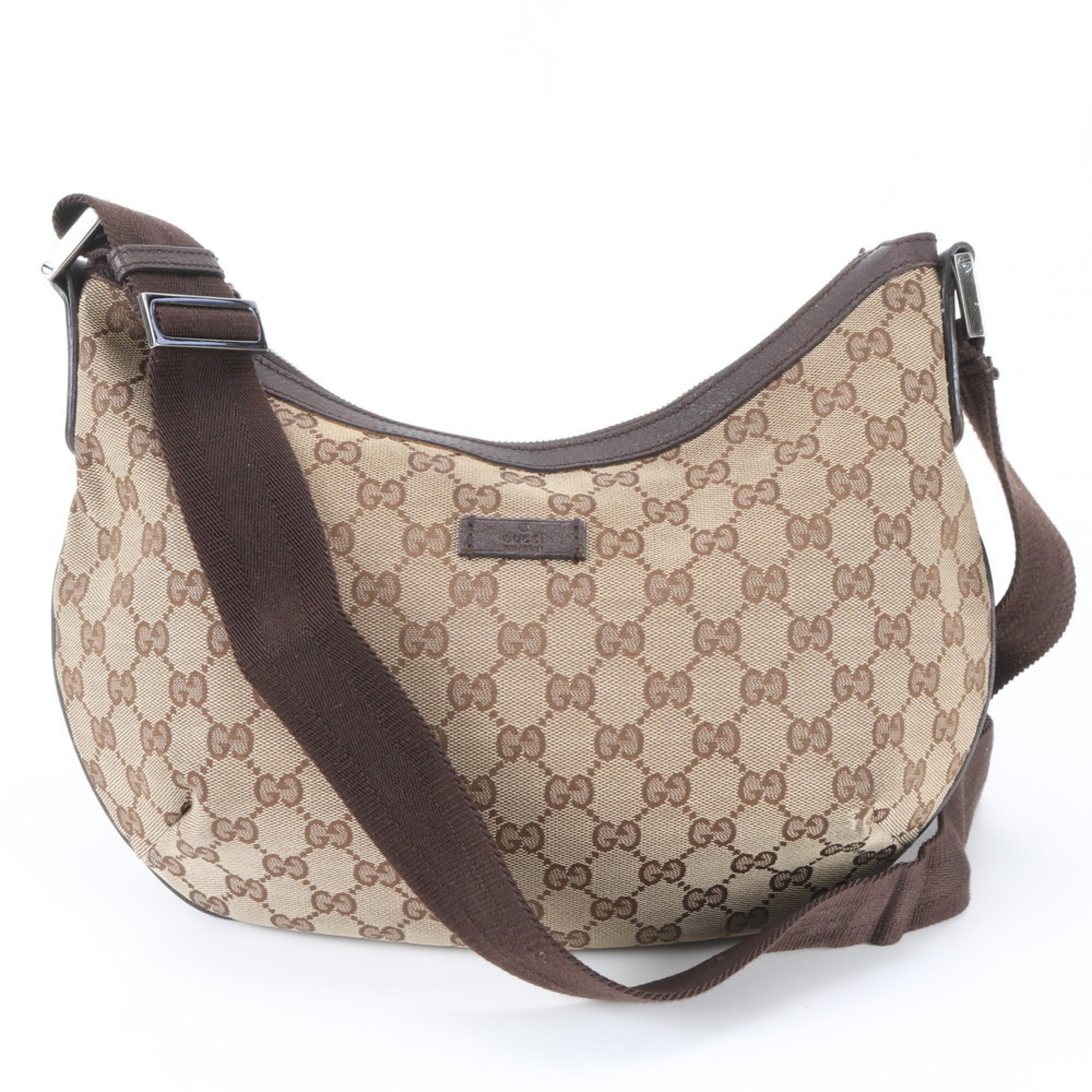 Gucci Gg Canvas Brown Leather Canvas Shoulder Bag (Pre-Owned)