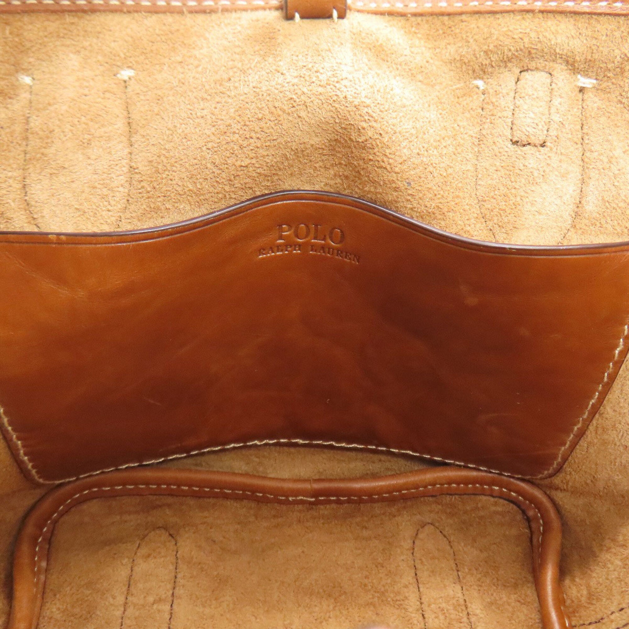 Ralph Lauren Brown Canvas Leather Handbag (Pre-Owned)