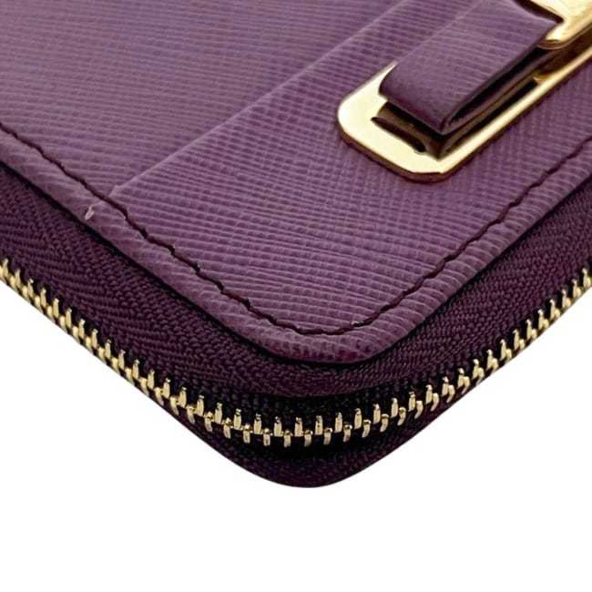 Salvatore Ferragamo Purple Leather Coin Purse/Coin Case (Pre-Owned)
