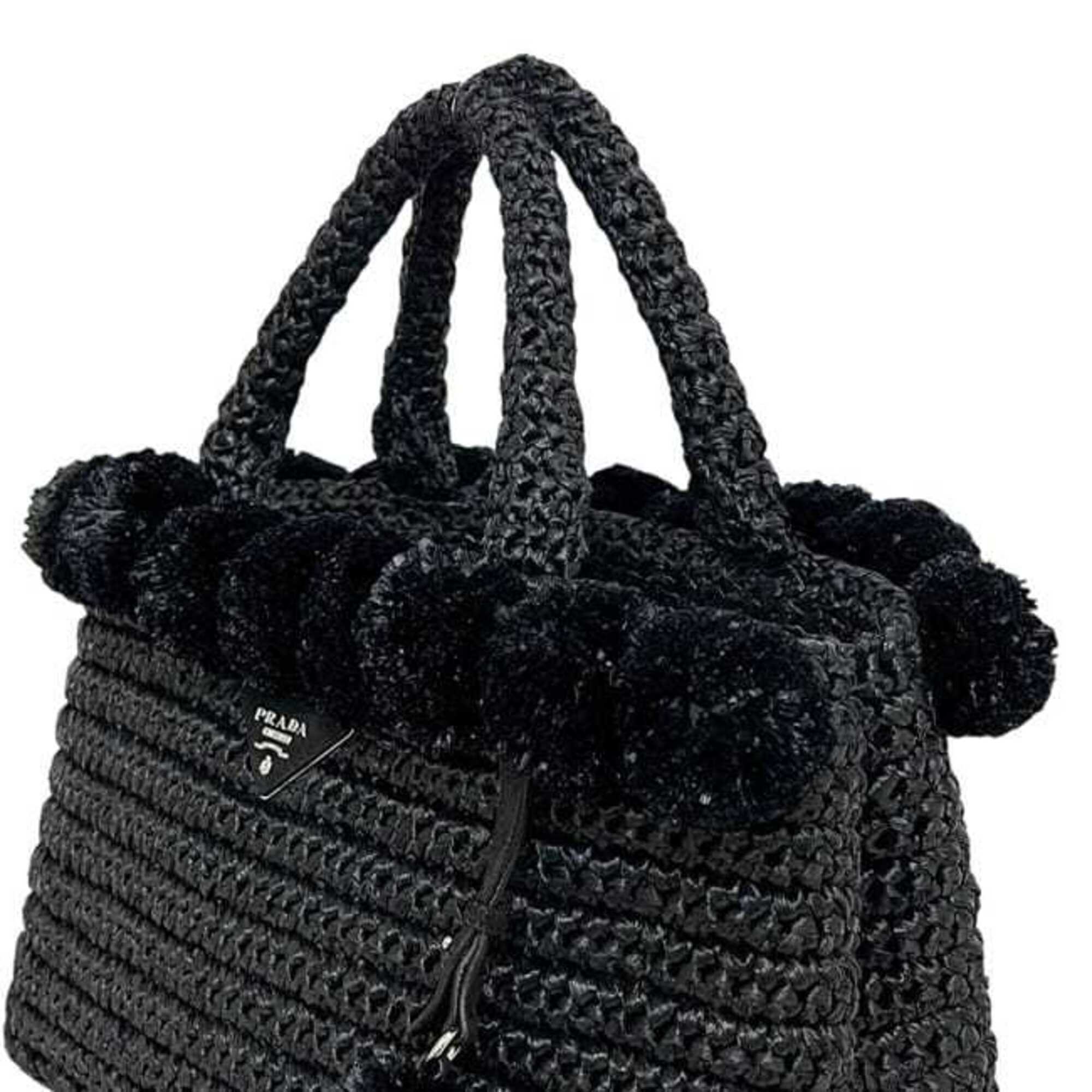 Prada Black Nero Raffia Handbag Shoulder Bag (Pre-Owned)