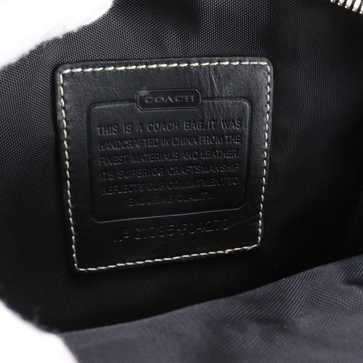 Coach Black Leather Canvas Messenger Bag Shoulder Bag (Pre-Owned)