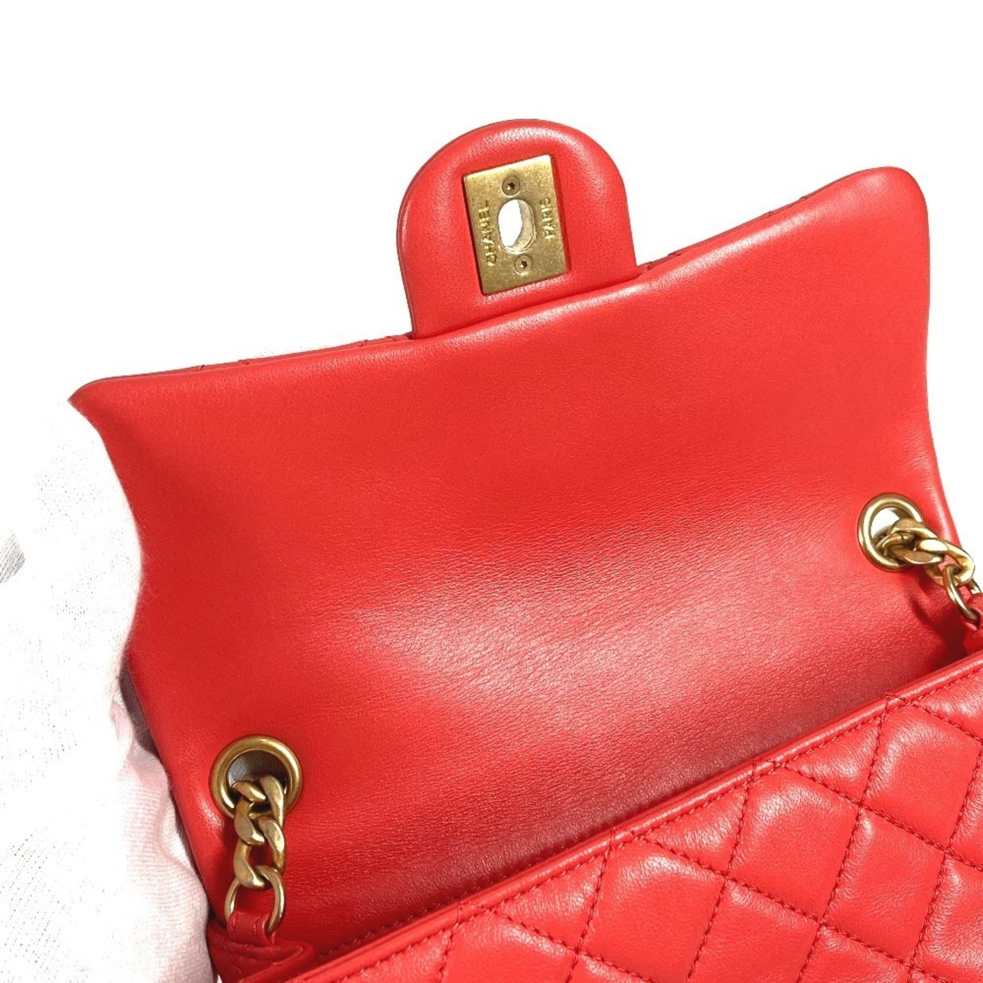 Chanel Matelasse Pink Red Color Leather Shoulder Bag (Pre-Owned)
