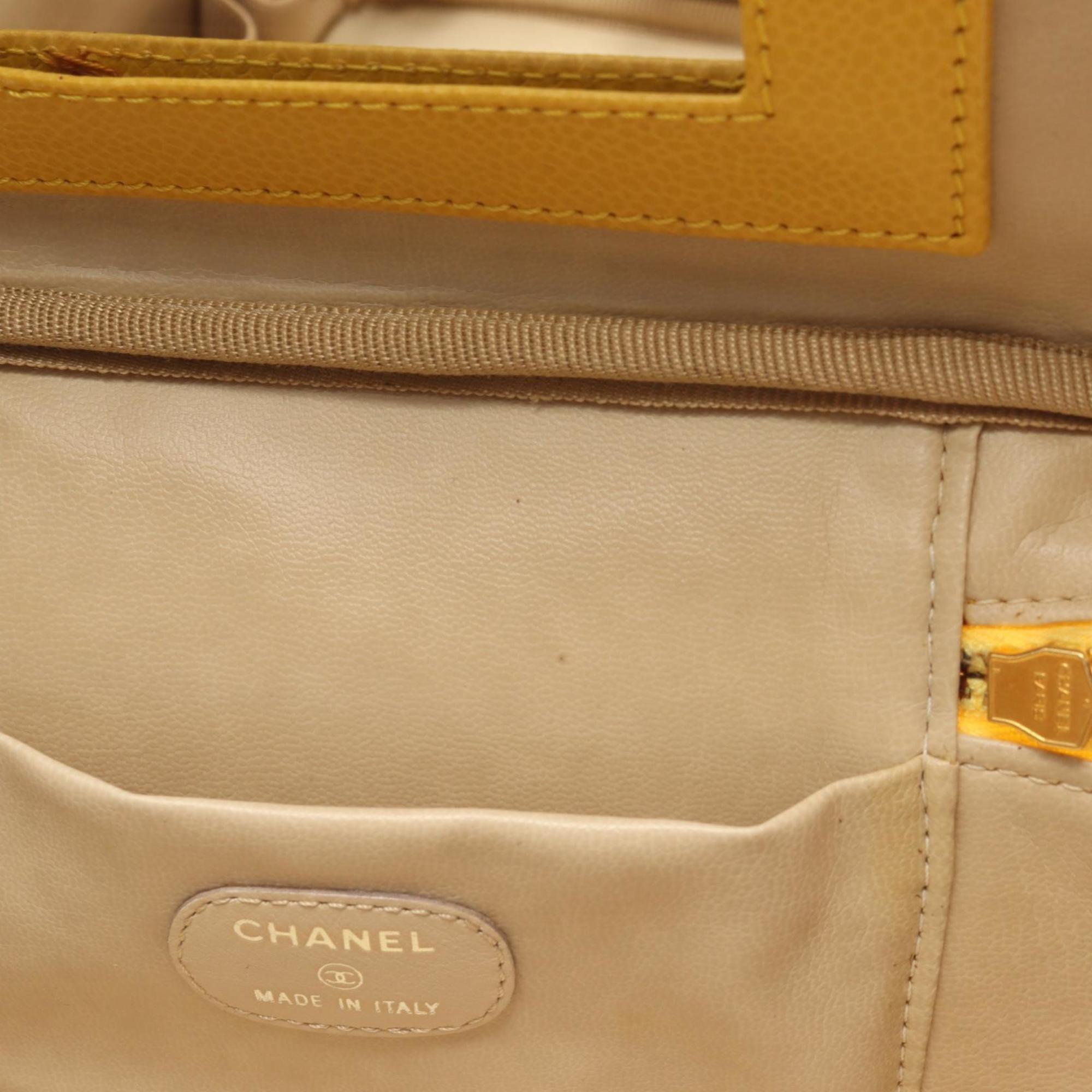 Chanel Yellow Leather Handbag Vanity Bag (Pre-Owned)