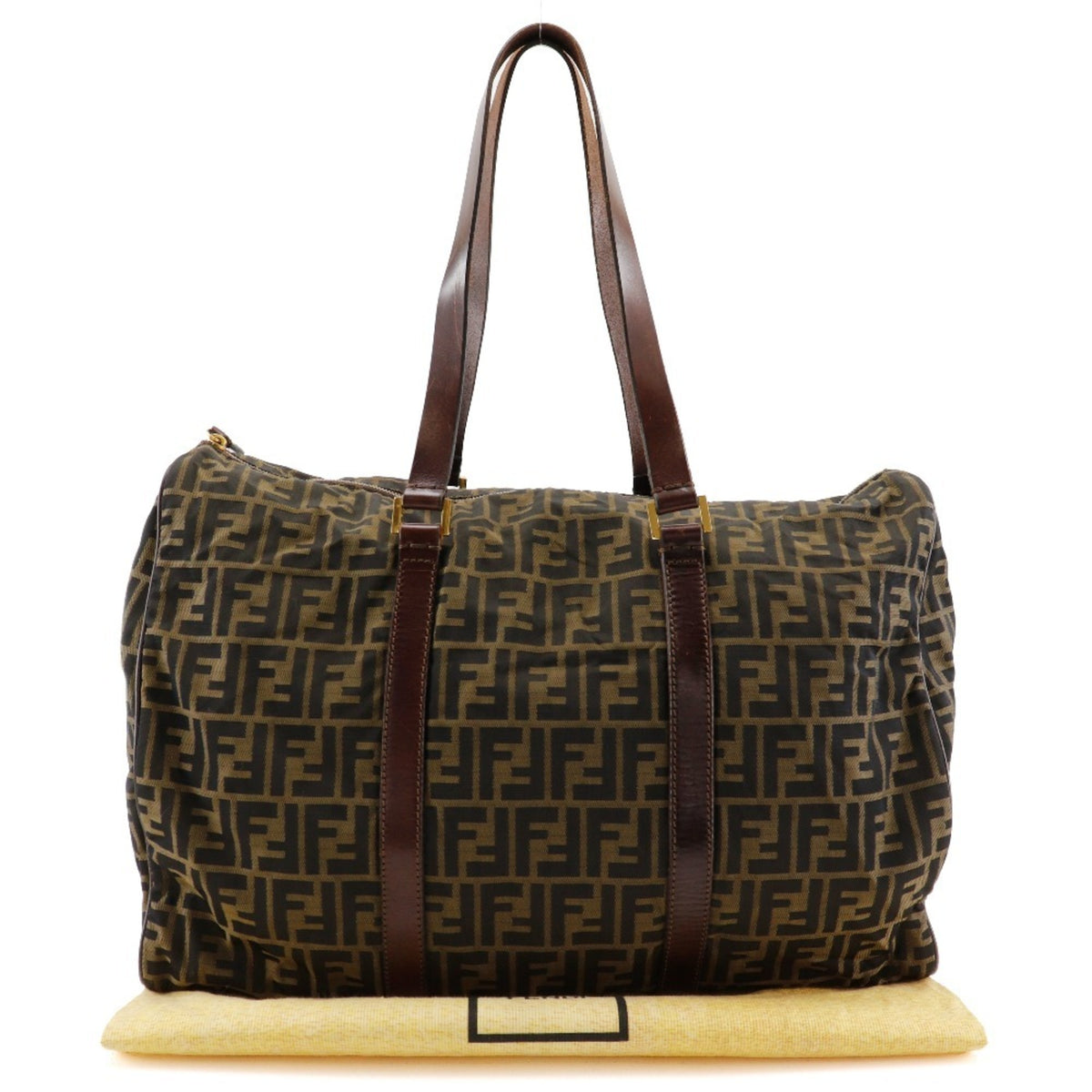 Fendi Zucca Brown Nylon Canvas Boston Bag (Pre-Owned)