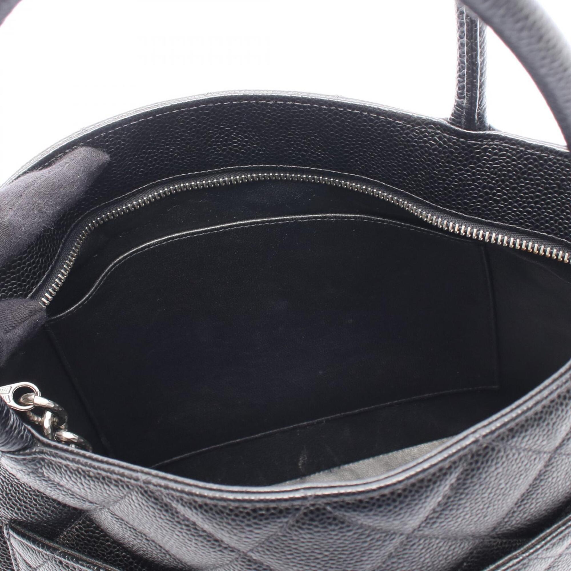 Chanel Black Grained Calfskin Handbag Tote Bag (Pre-Owned)