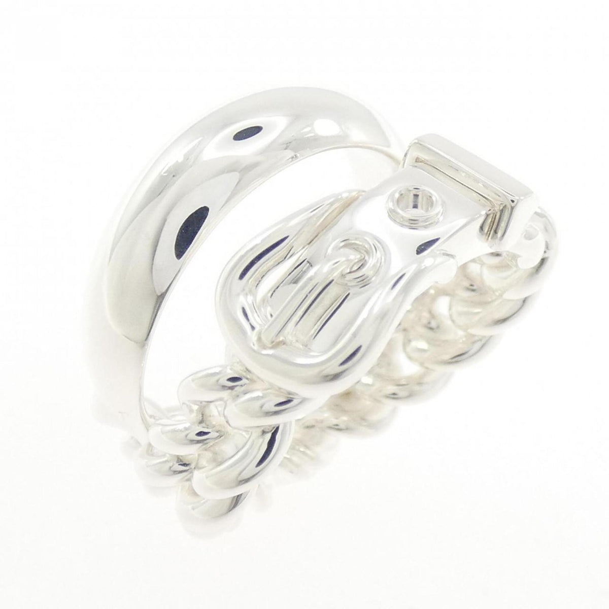 Hermes Silver Silver 925 Band Ring (Pre-Owned)