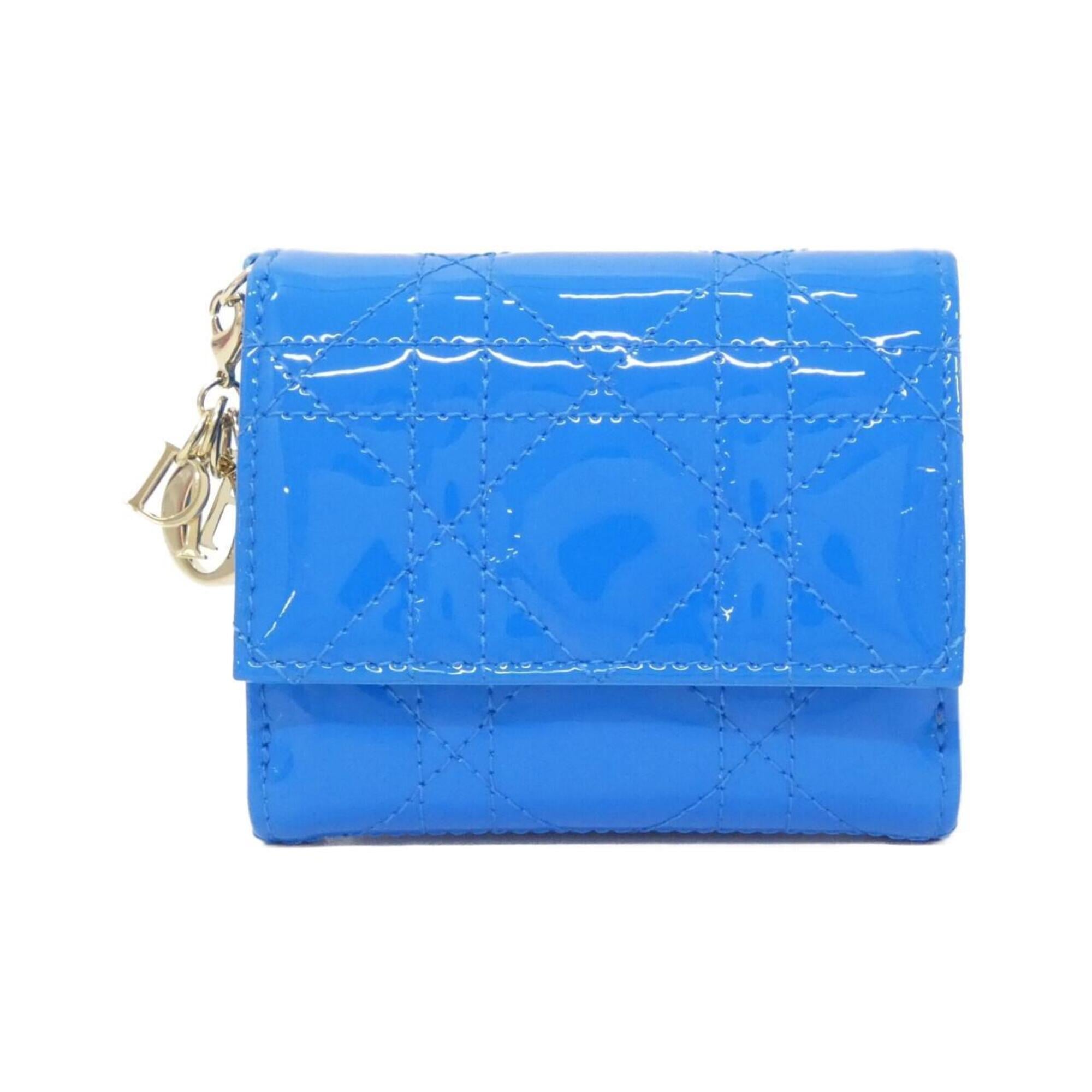 Christian Dior Blue Leather Chain/Shoulder Wallet (Pre-Owned)