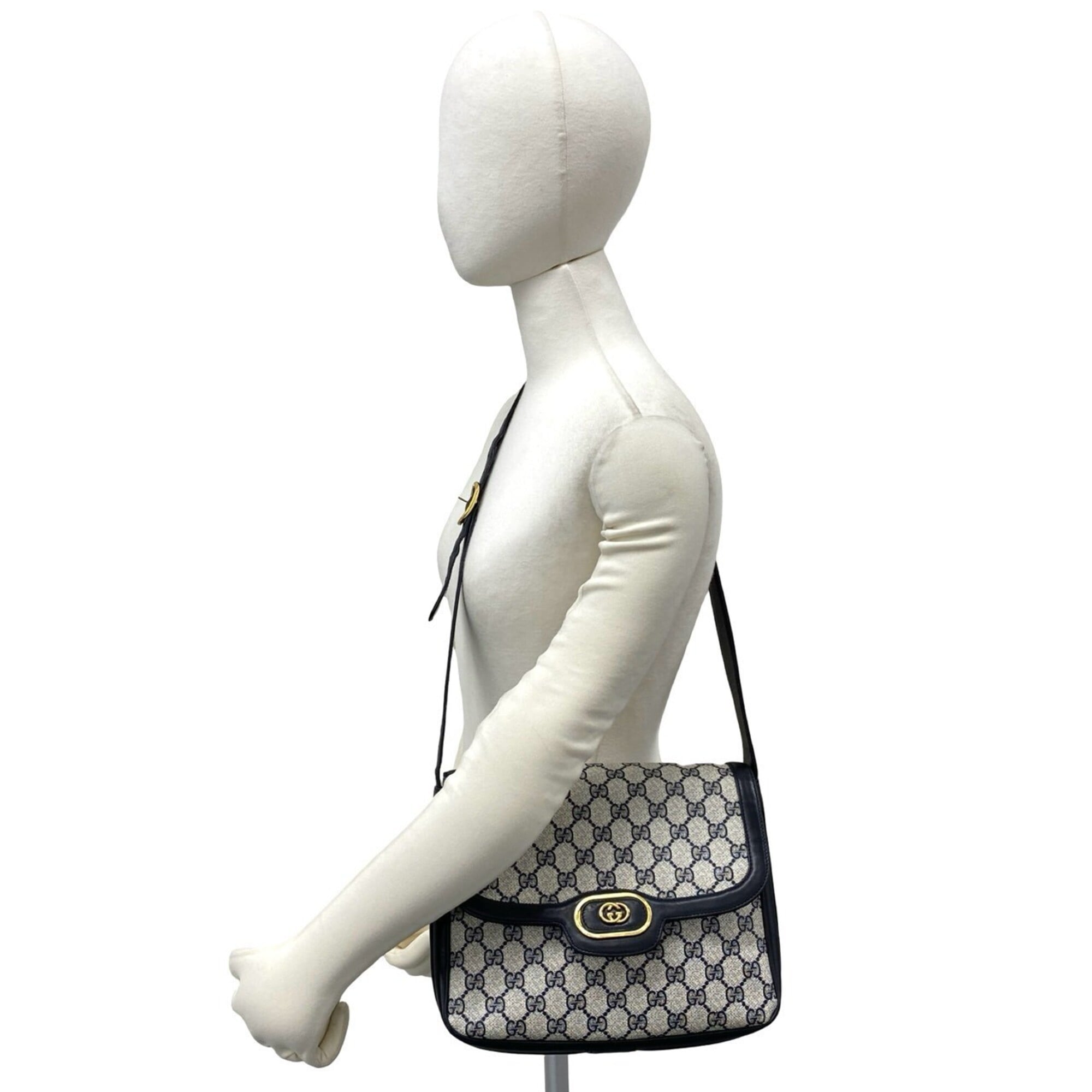Gucci Navy Leather Pvc Pochette Shoulder Bag (Pre-Owned)