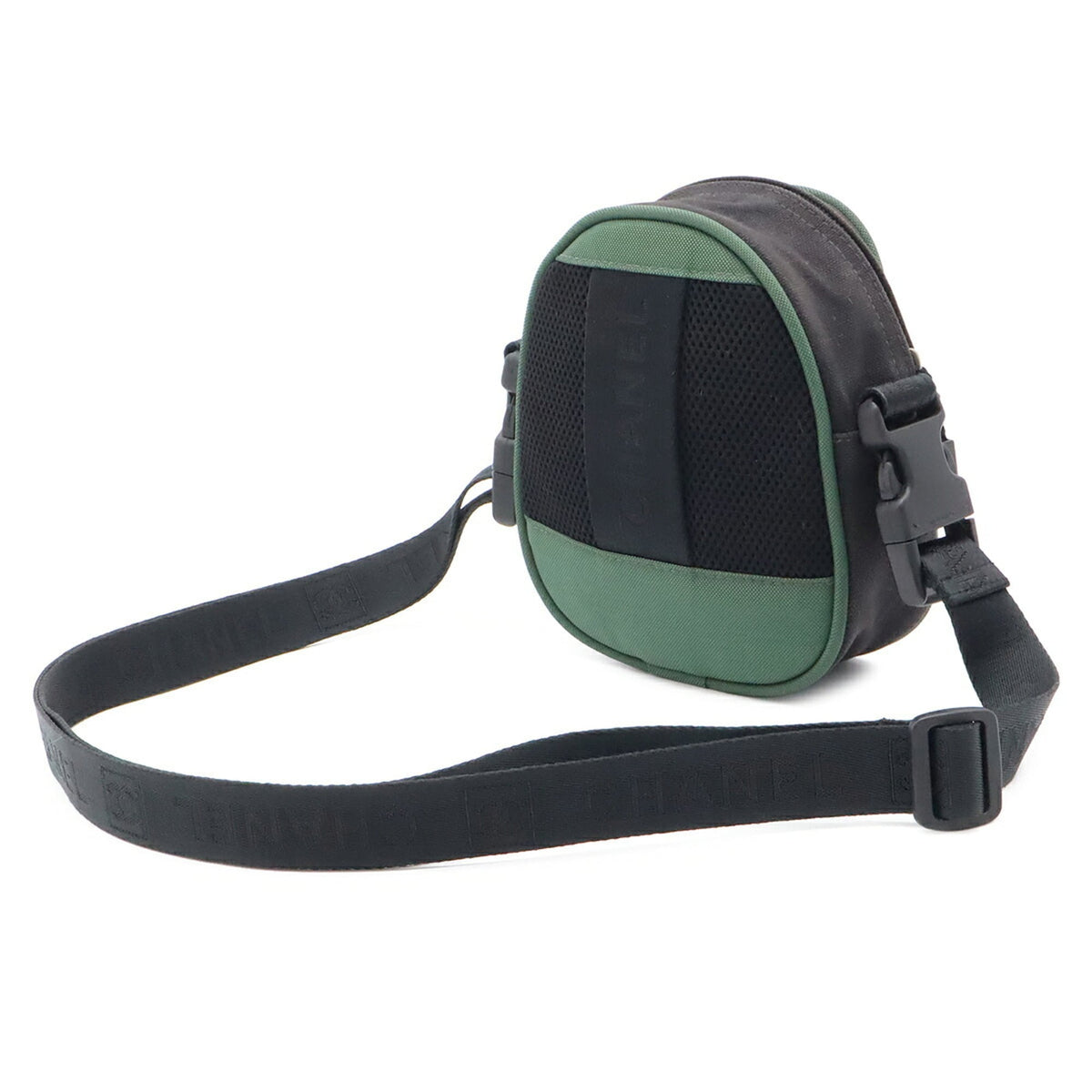 Chanel Sport Black Green Nylon Canvas Fanny Pack Handbag Pouch Shoulder Bag (Pre-Owned)