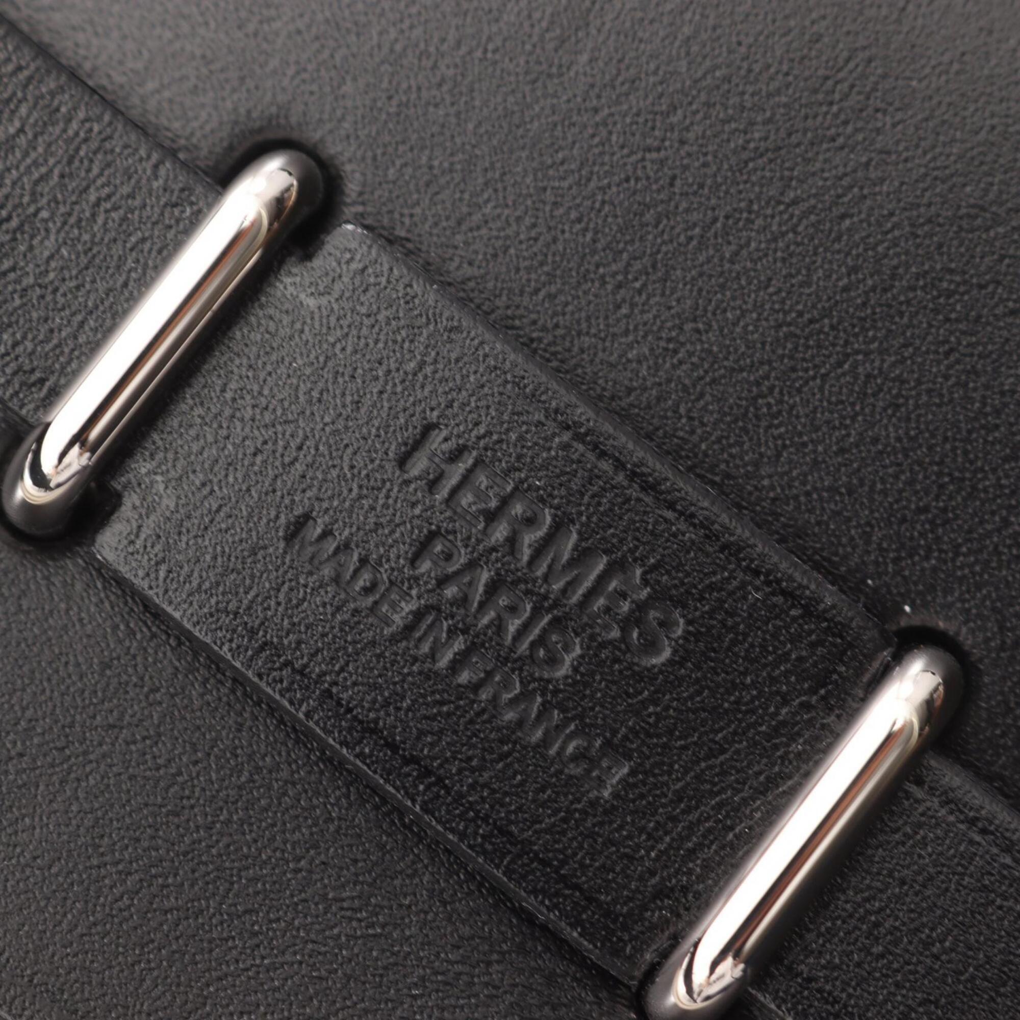 Hermes Black Gray Canvas Toile H Handbag Shoulder Bag (Pre-Owned)