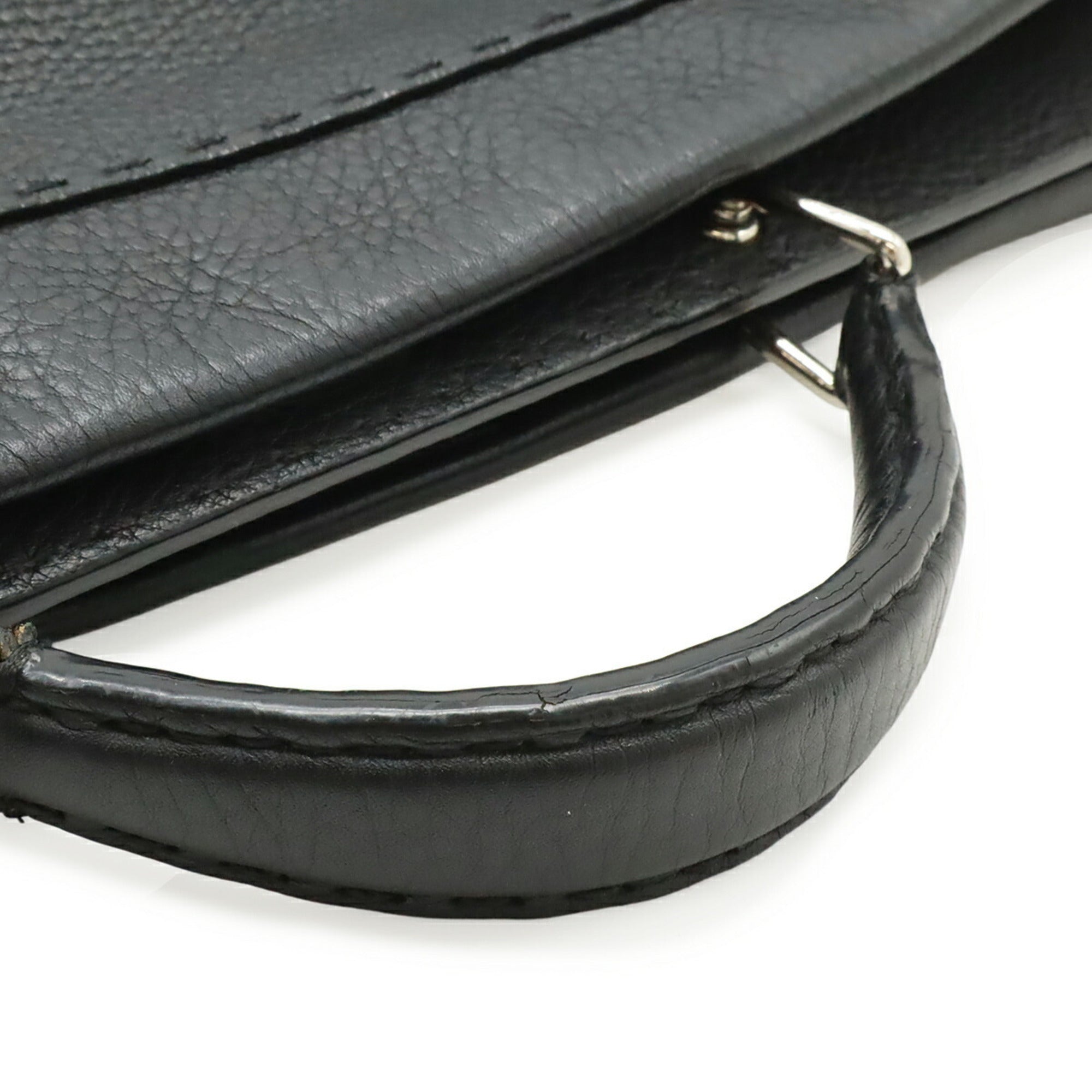 Fendi Black Leather Shoulder Bag Tote Bag (Pre-Owned)