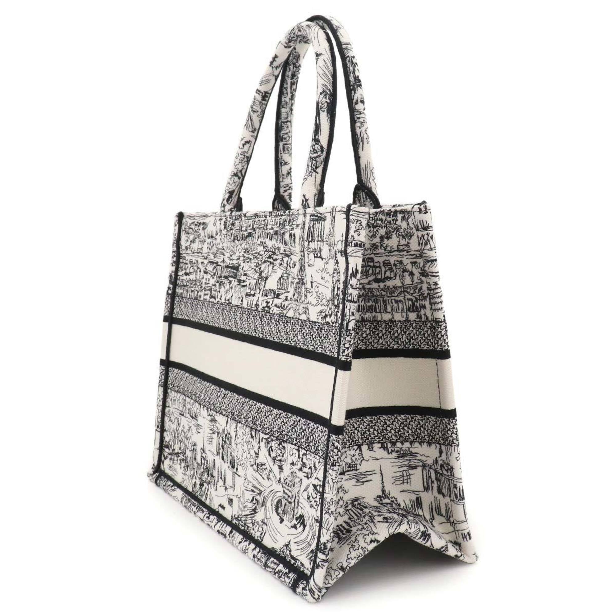 Christian Dior Black White Canvas Handbag Tote Bag (Pre-Owned)