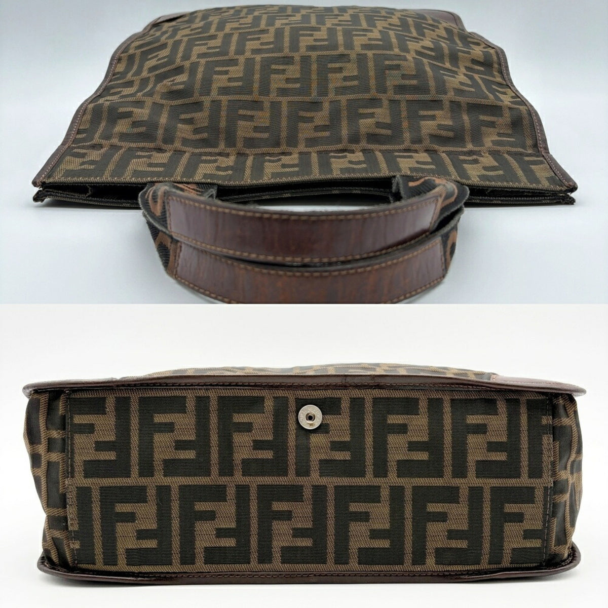 Fendi Brown Canvas Leather Tote Bag (Pre-Owned)