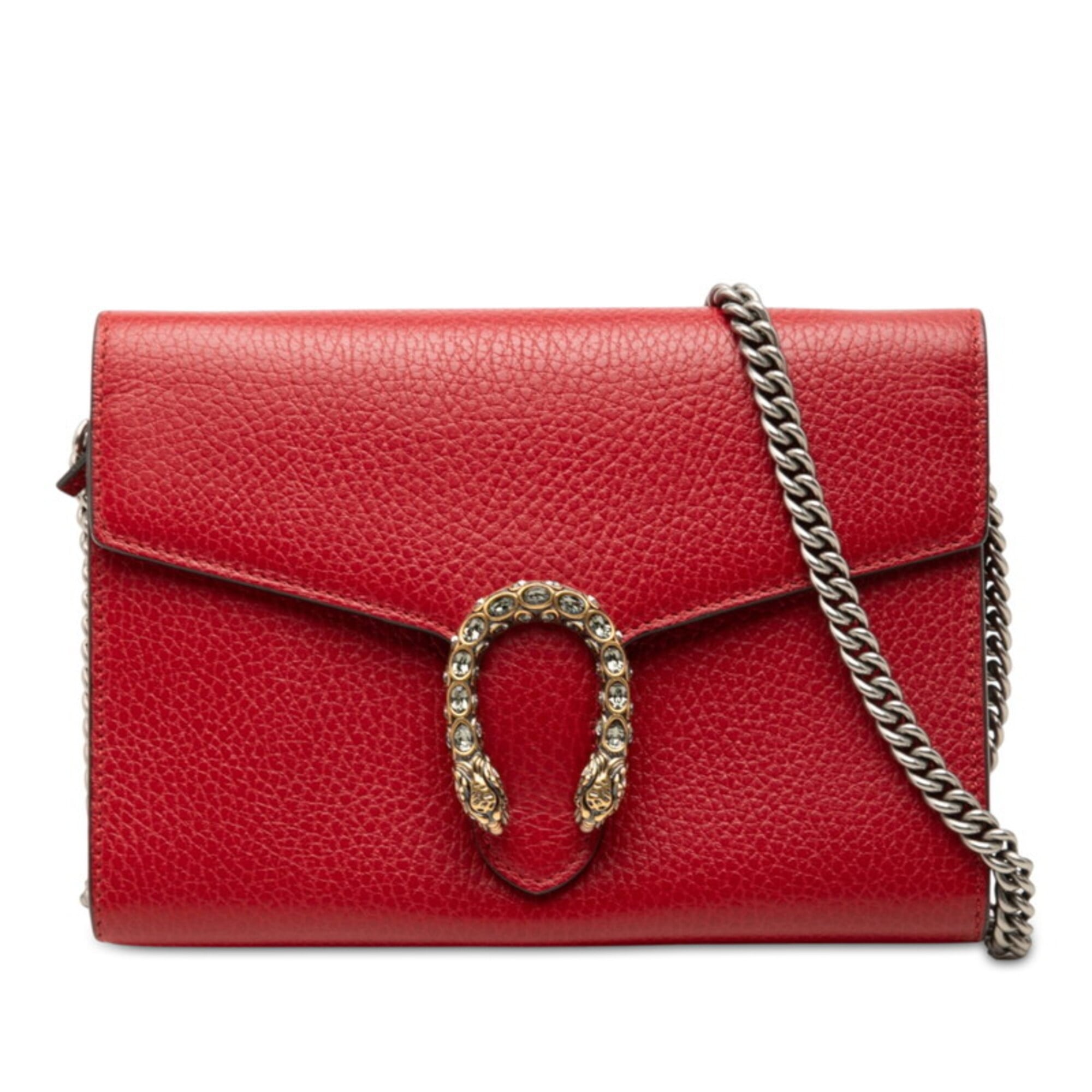 Gucci Red Color Leather Shoulder Bag (Pre-Owned)
