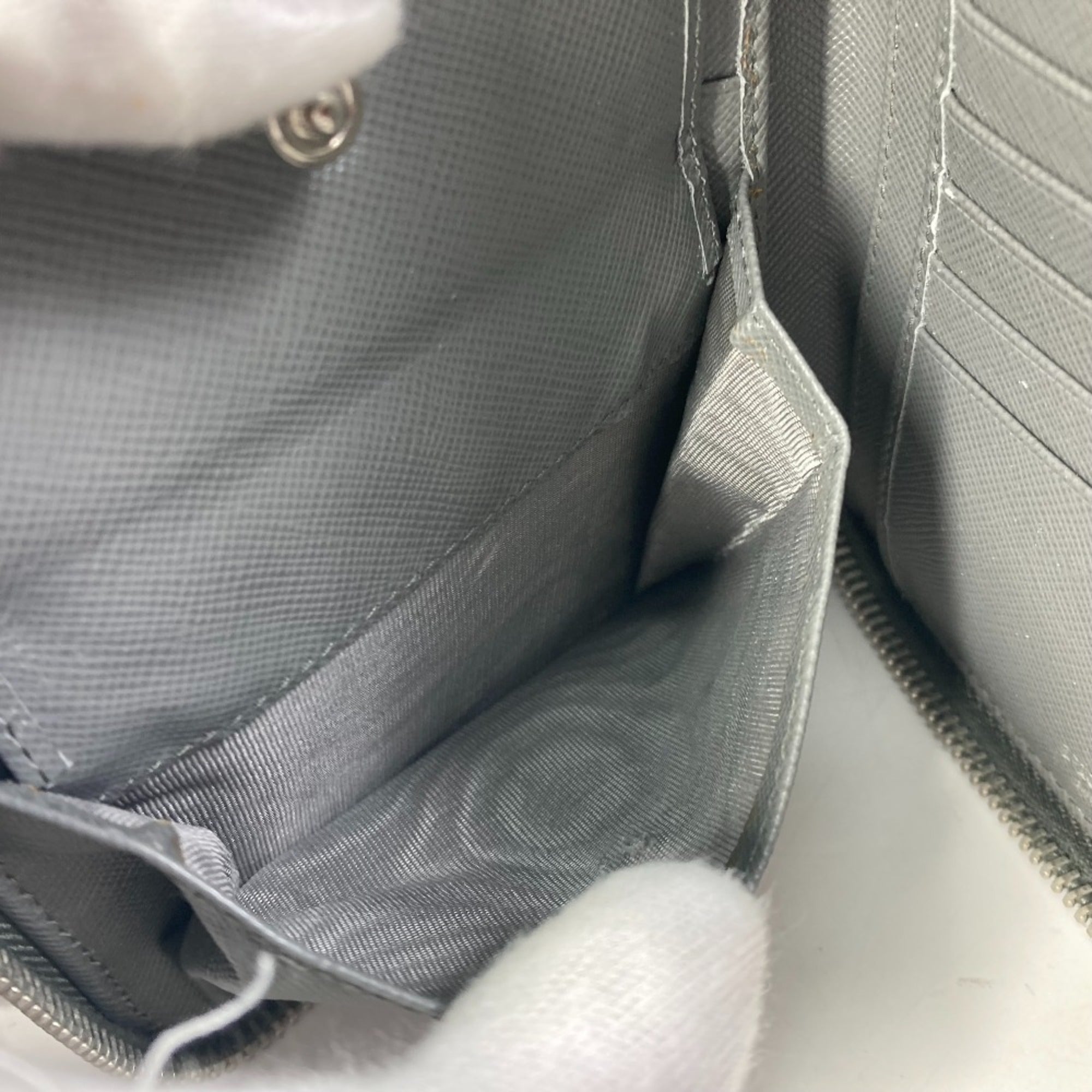 Prada Gray Saffiano Long Wallet (Bi-Fold) (Pre-Owned)