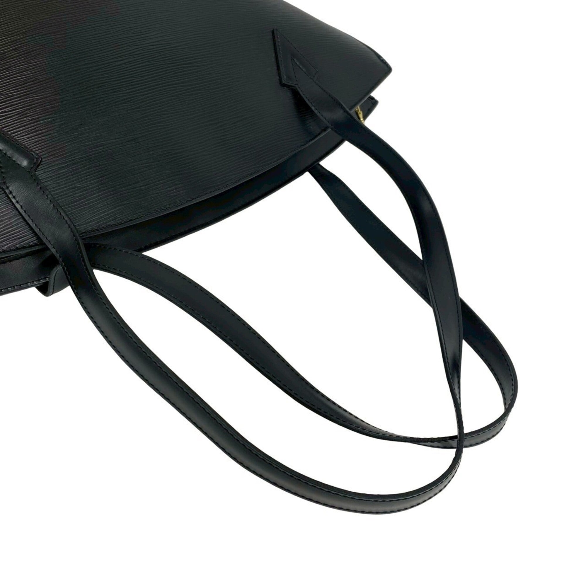 Louis Vuitton Black Leather Shoulder Bag Tote Bag (Pre-Owned)