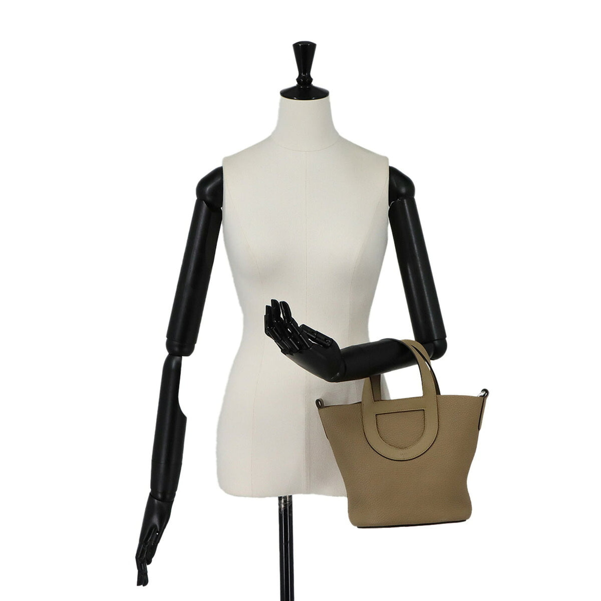 Hermes Silver Taurillon Clemence Leather Swift Leather Handbag (Pre-Owned)