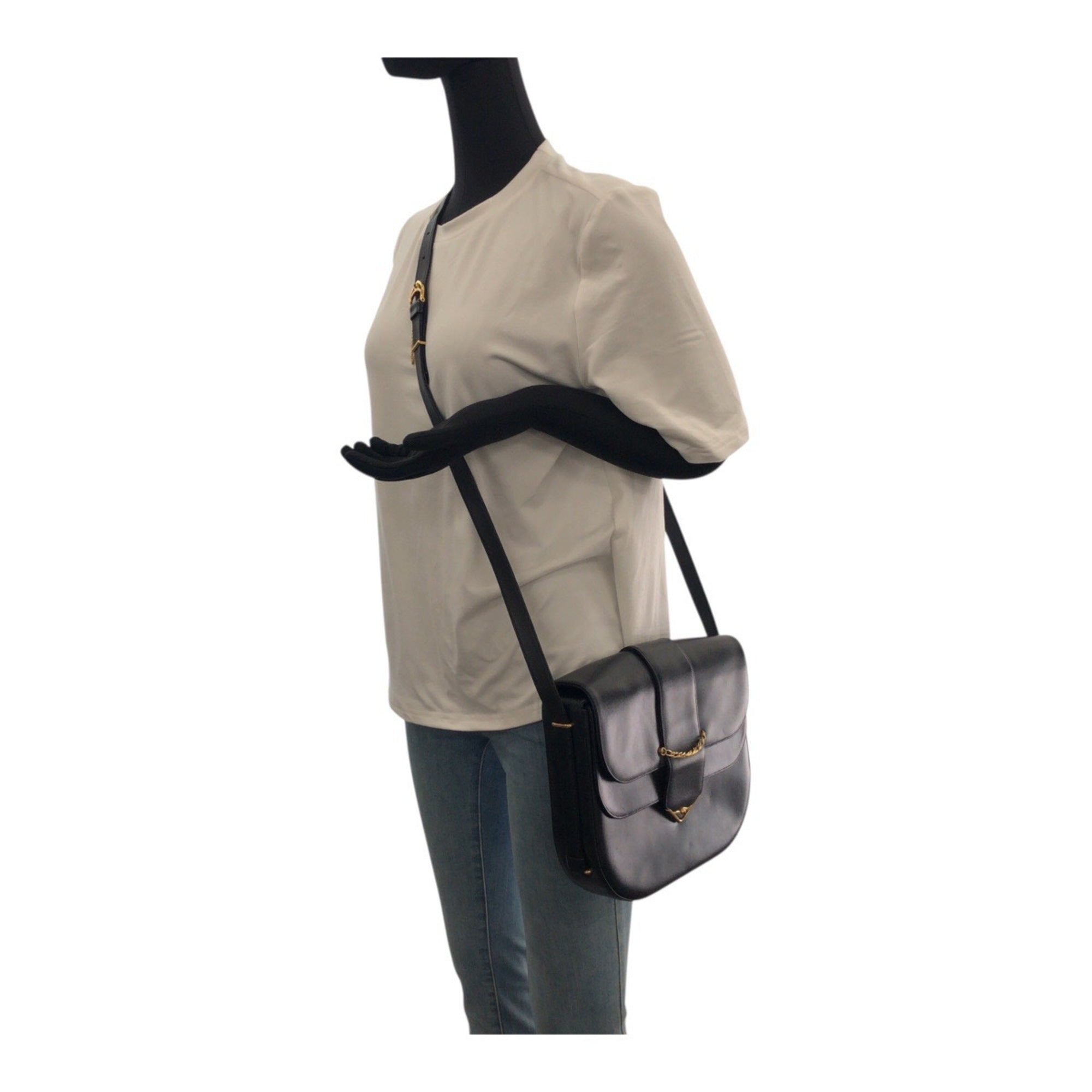 Cartier Sapphire Line Black Leather Pochette Shoulder Bag (Pre-Owned)