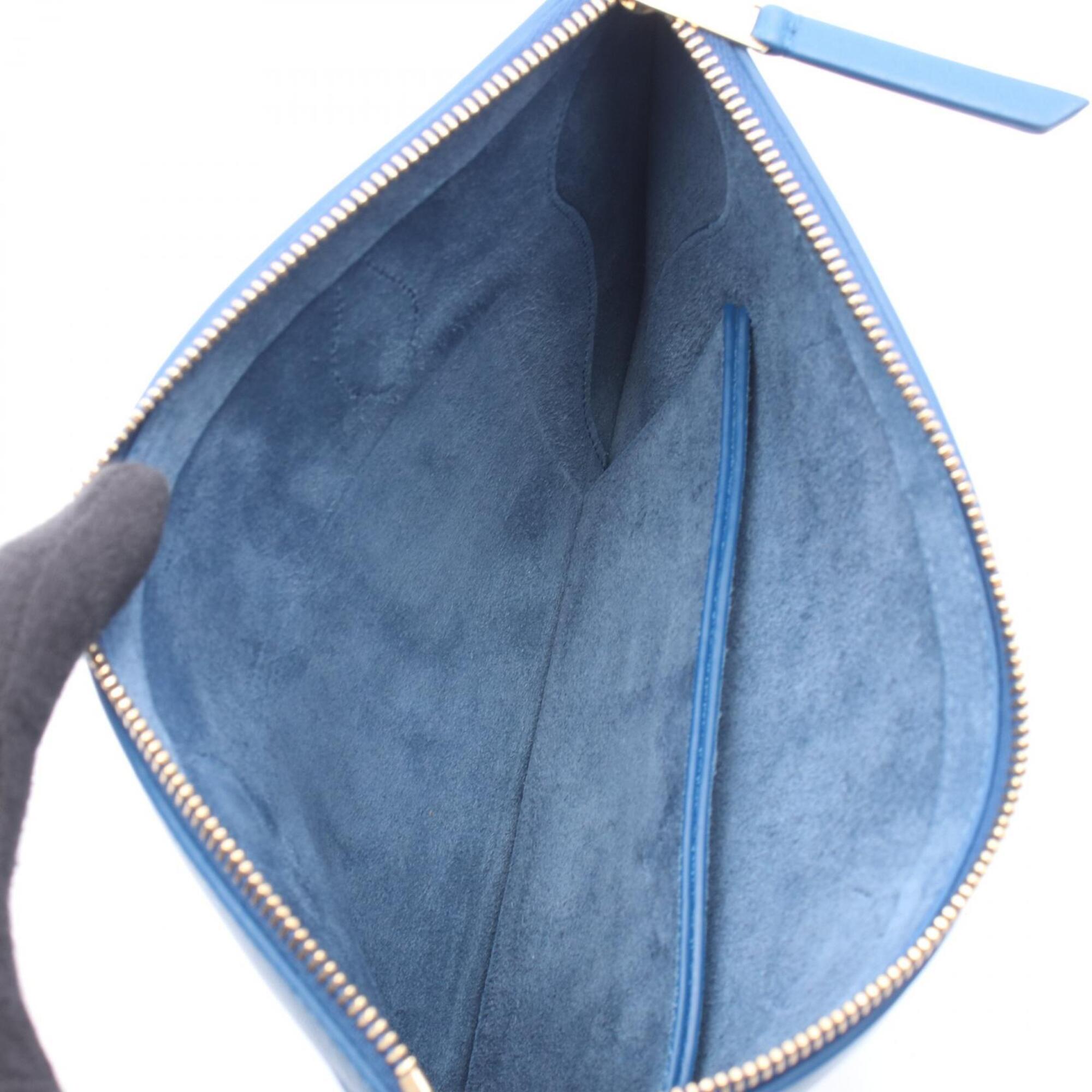 Celine Blue Leather Clutch Bag Handbag Pouch (Pre-Owned)