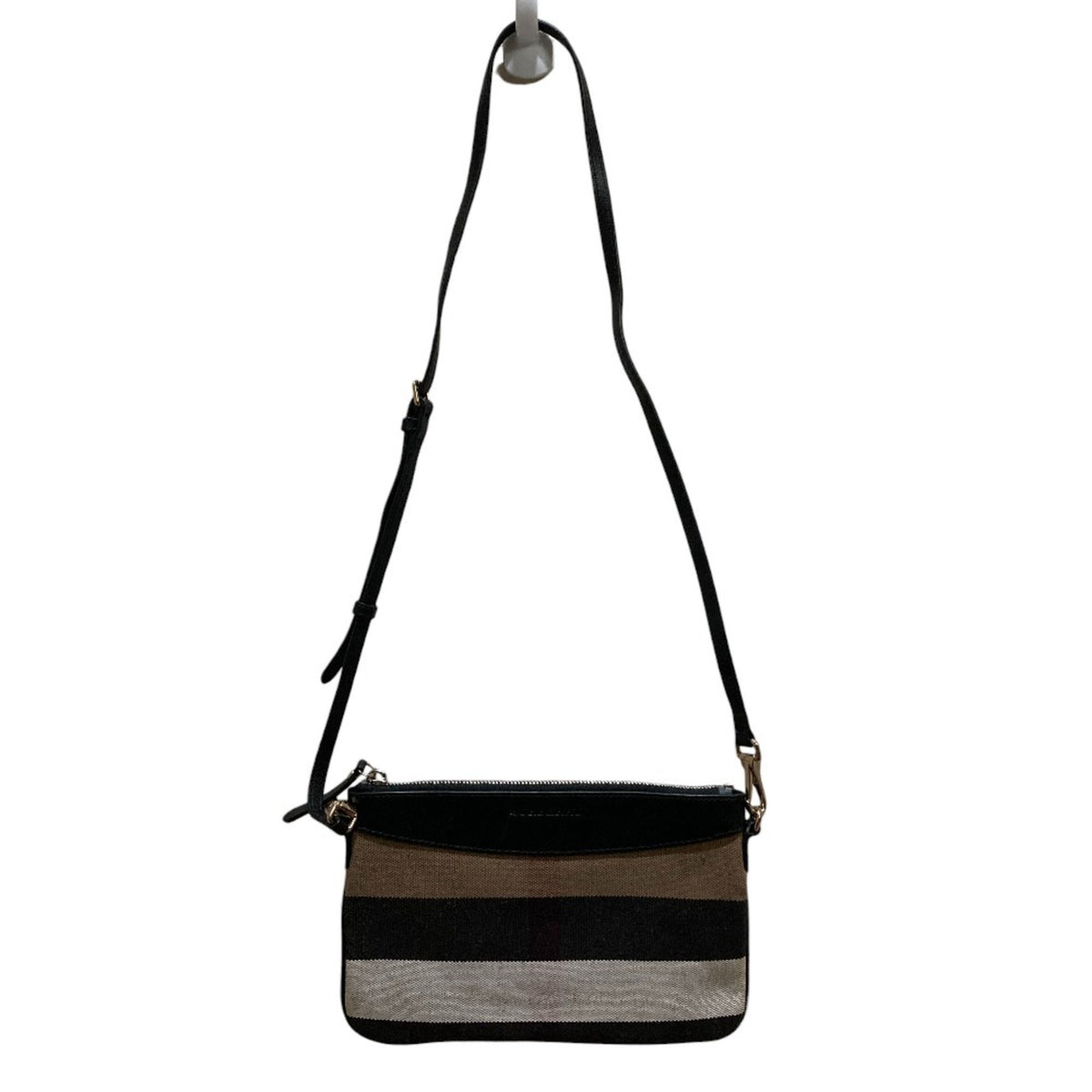Burberry Black Brown White Canvas Shoulder Bag (Pre-Owned)