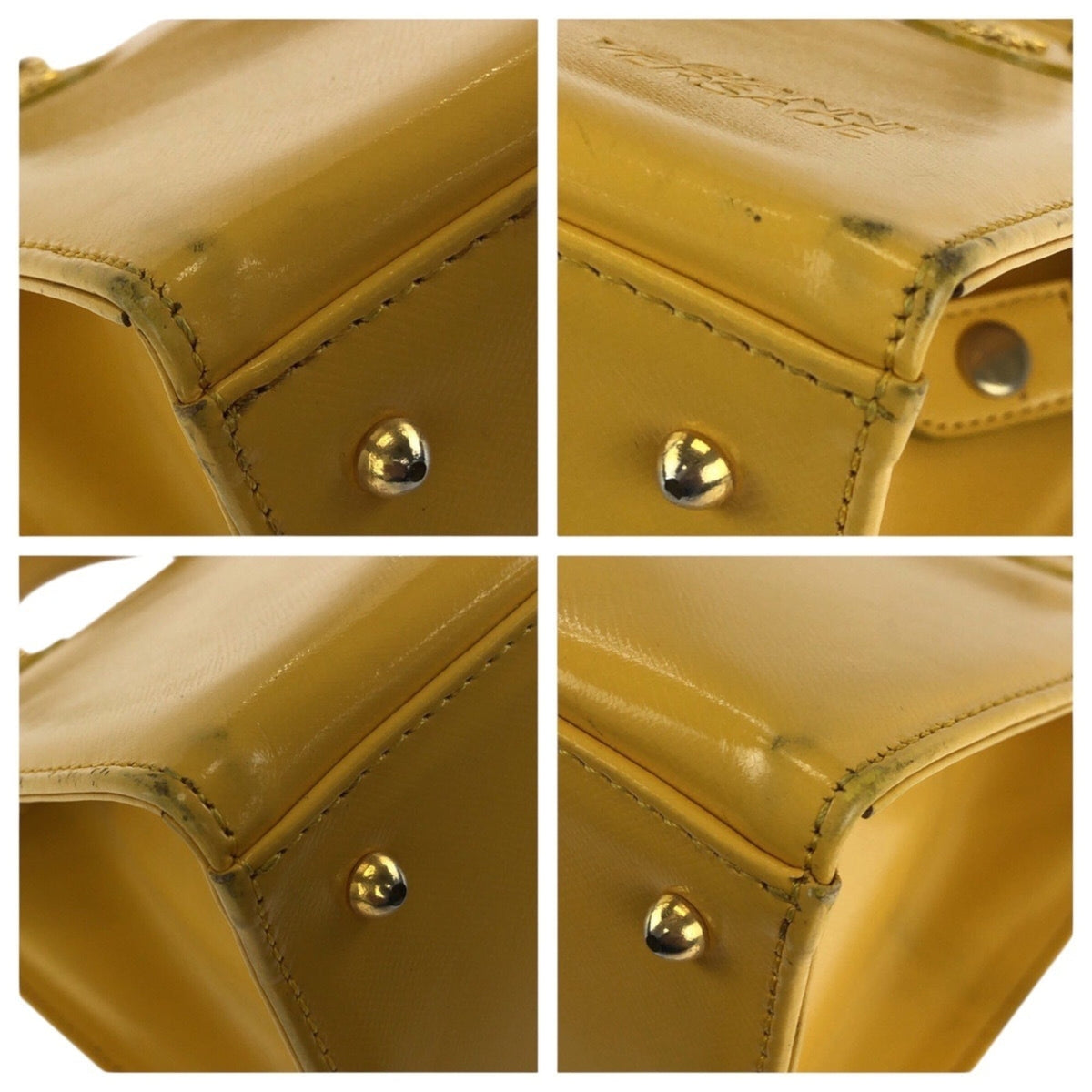 Versace Yellow Leather Handbag Shoulder Bag (Pre-Owned)