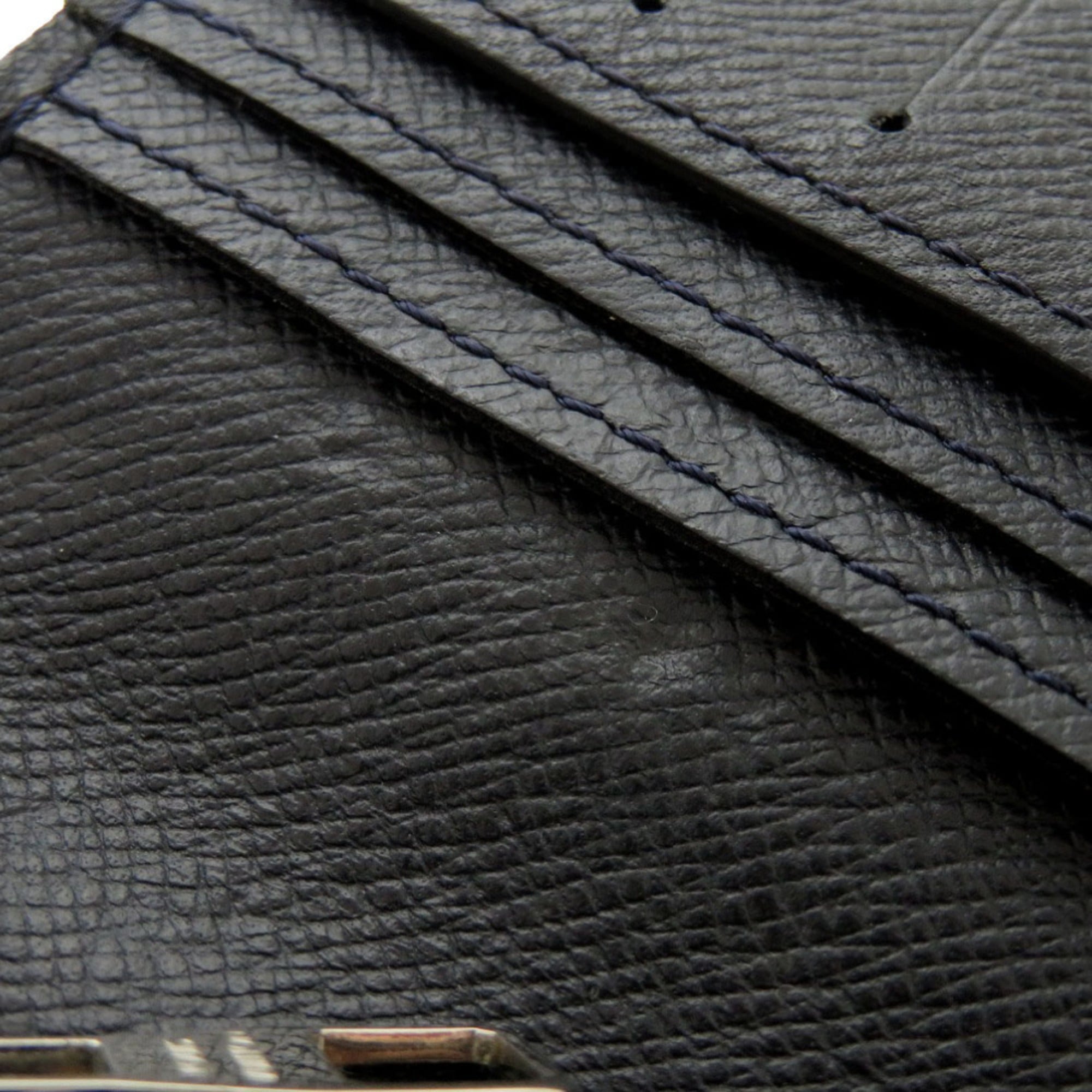 Louis Vuitton Navy Taiga Leather Long Wallet (Bi-Fold) (Pre-Owned)