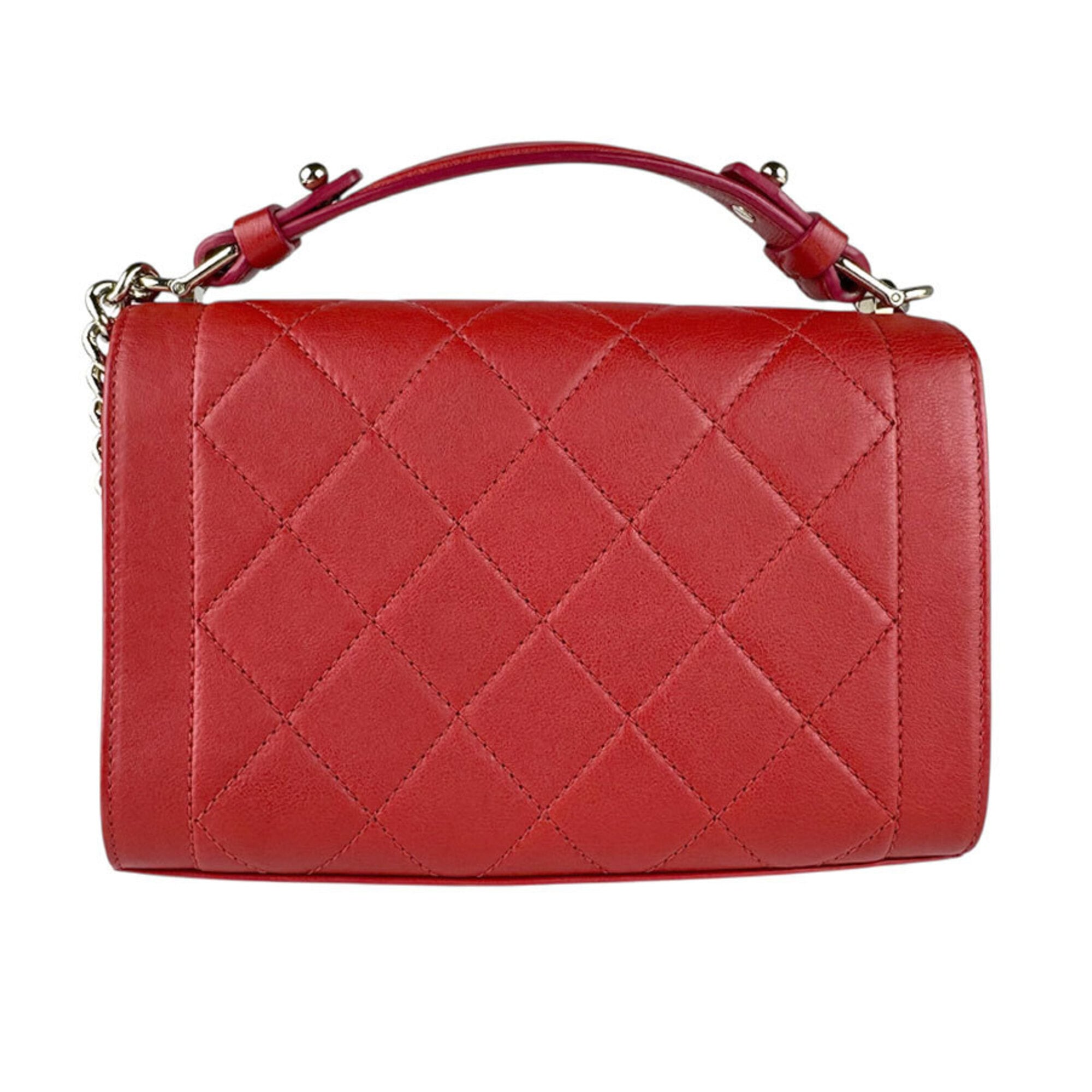 Chanel Red Color Leather Shoulder Bag (Pre-Owned)