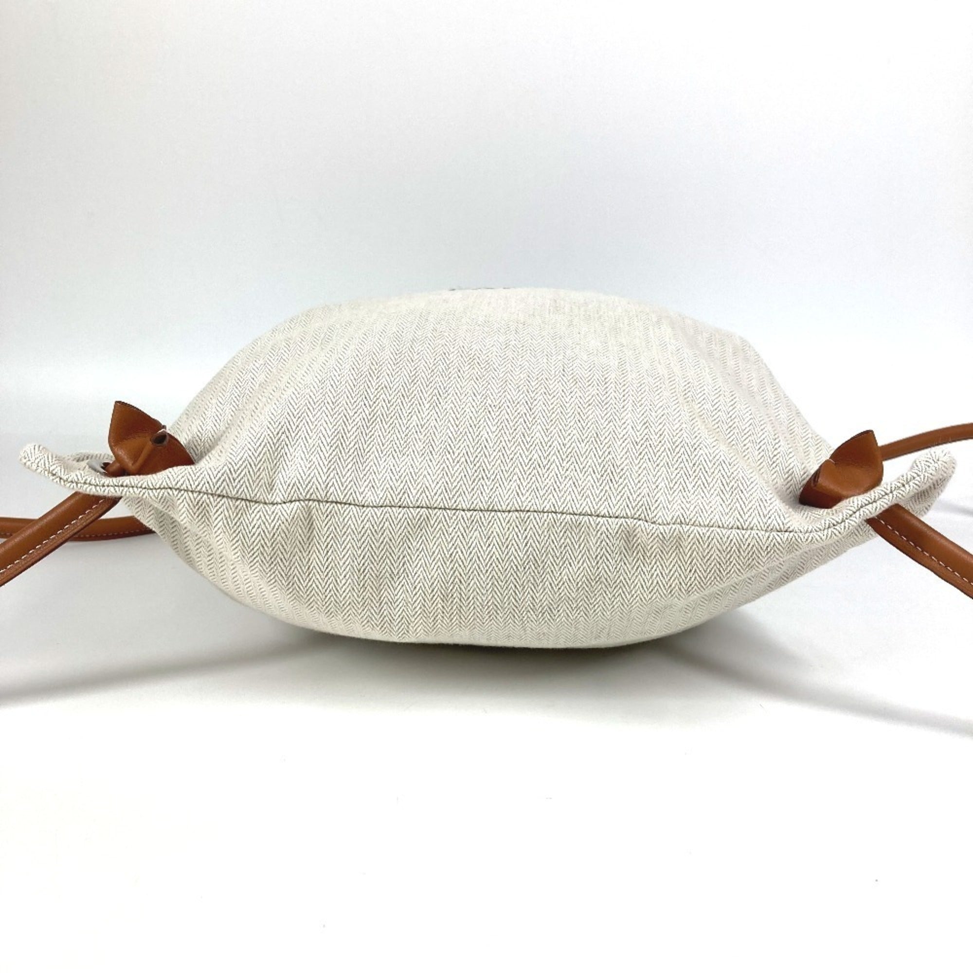 Hermes Beige Brown Toile Chevron Barenia Leather Backpack (Pre-Owned)