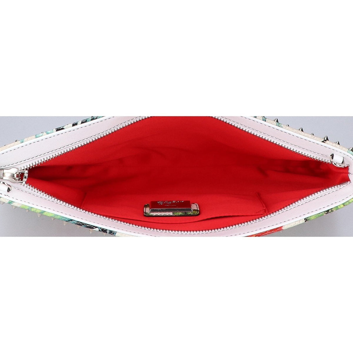 Christian Louboutin Silver White Leather Clutch Bag (Pre-Owned)