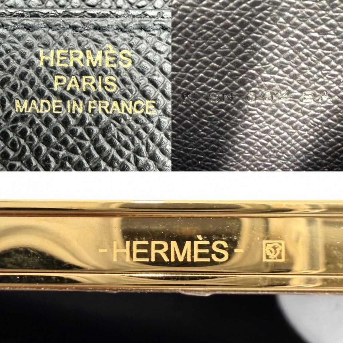 Hermes Black Epsom Leather Chain/Shoulder Wallet (Pre-Owned)