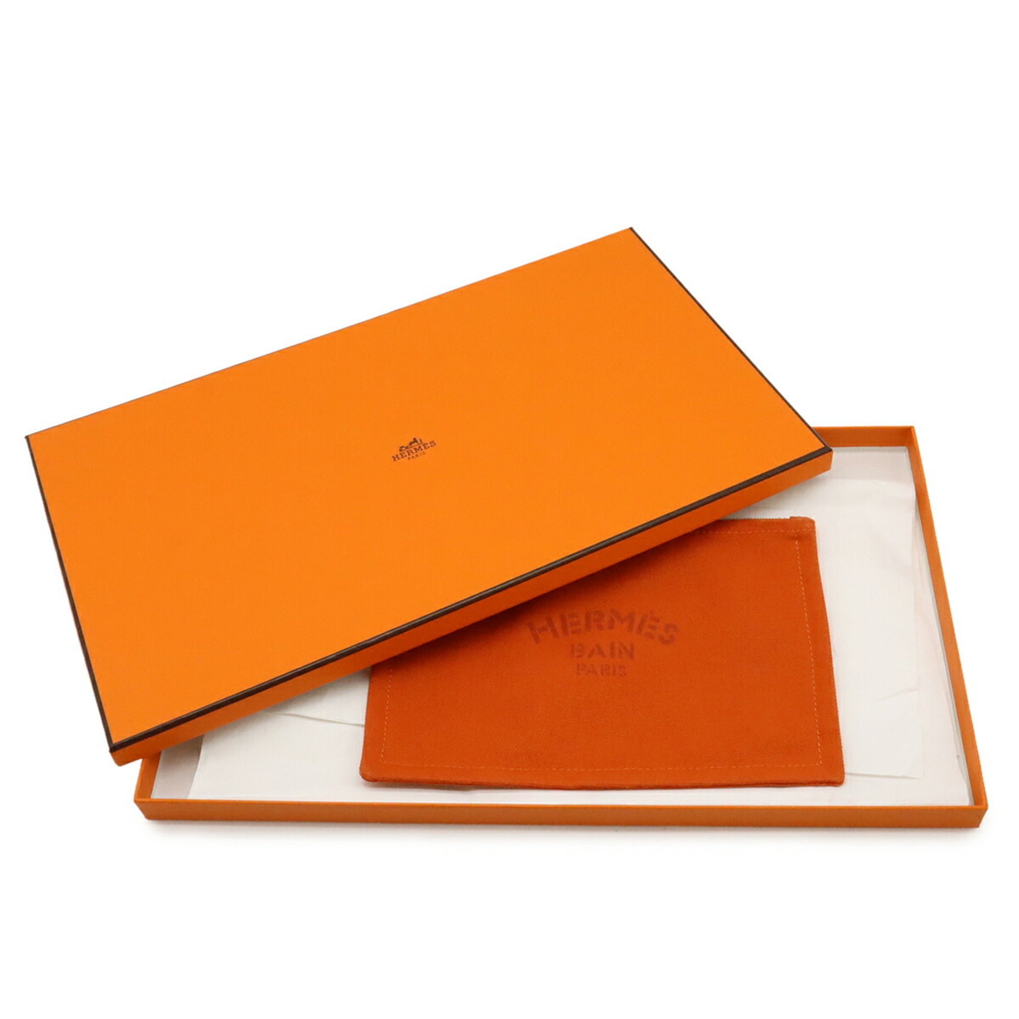 Hermes Orange Canvas Leather Pouch (Pre-Owned)