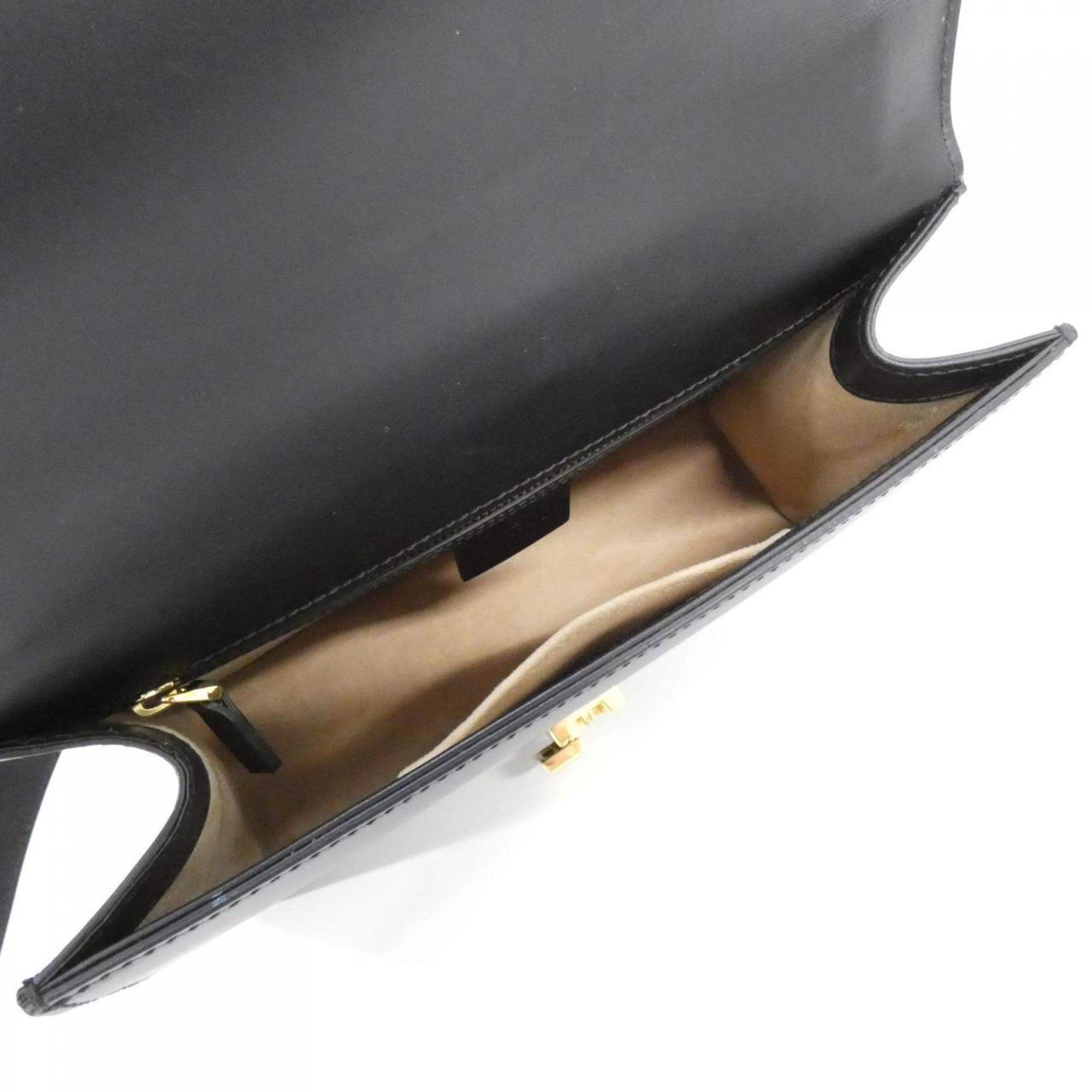 Gucci Sylvie Black Leather Shoulder Bag (Pre-Owned)