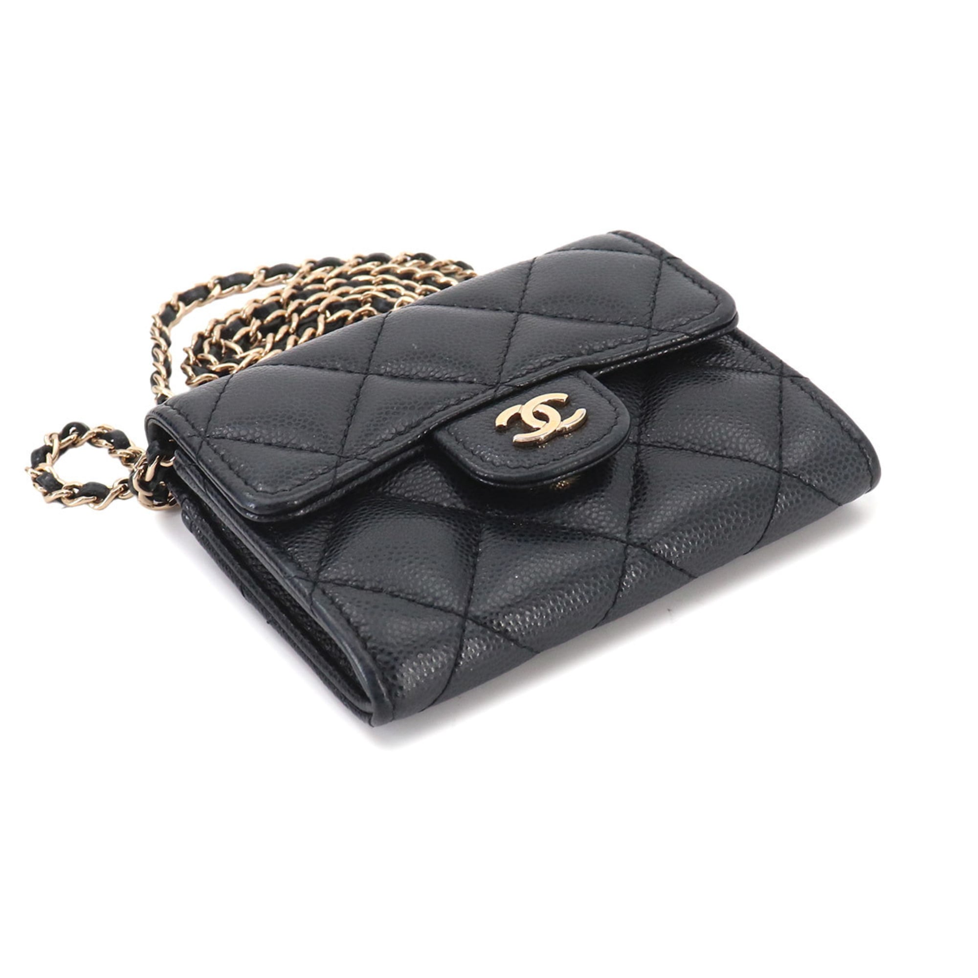 Chanel Matelasse Black Grained Calfskin Coin Purse/Coin Case (Pre-Owned)